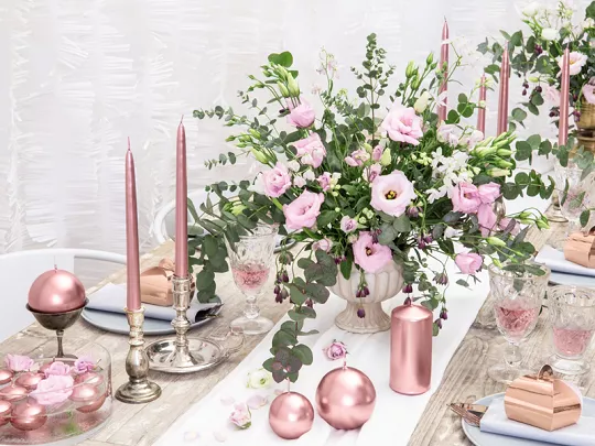 6 candele a colonna rosa dorato 12cm