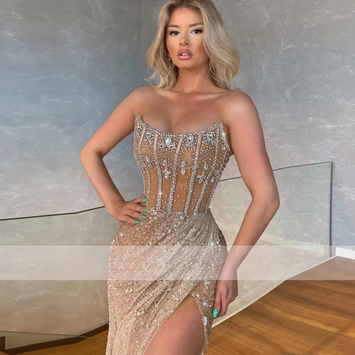 Abito da sera a sirena per donna Abiti lunghi eleganti da festa Abito da ballo Abito da sposa Abito formale di lusso Adatto Rich