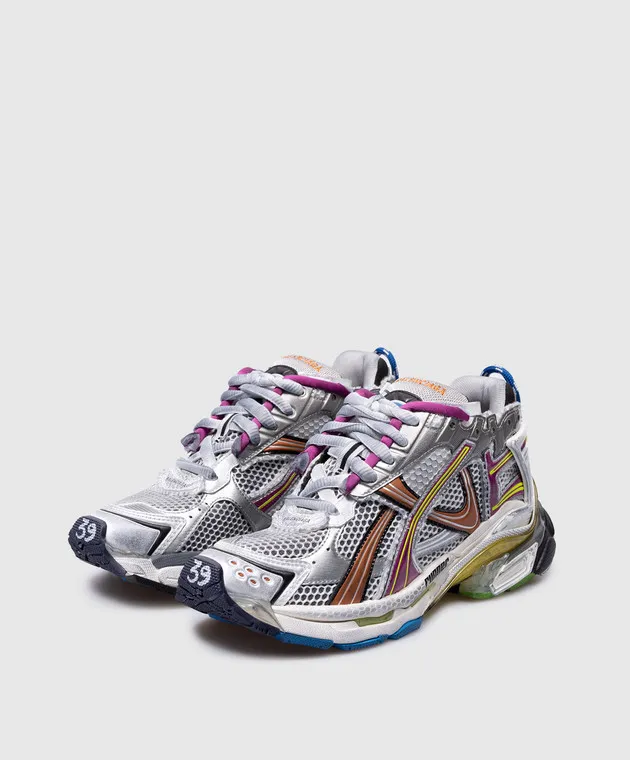Balenciaga Sneaker Runner grigie con ricamo logo 772767W3RMU