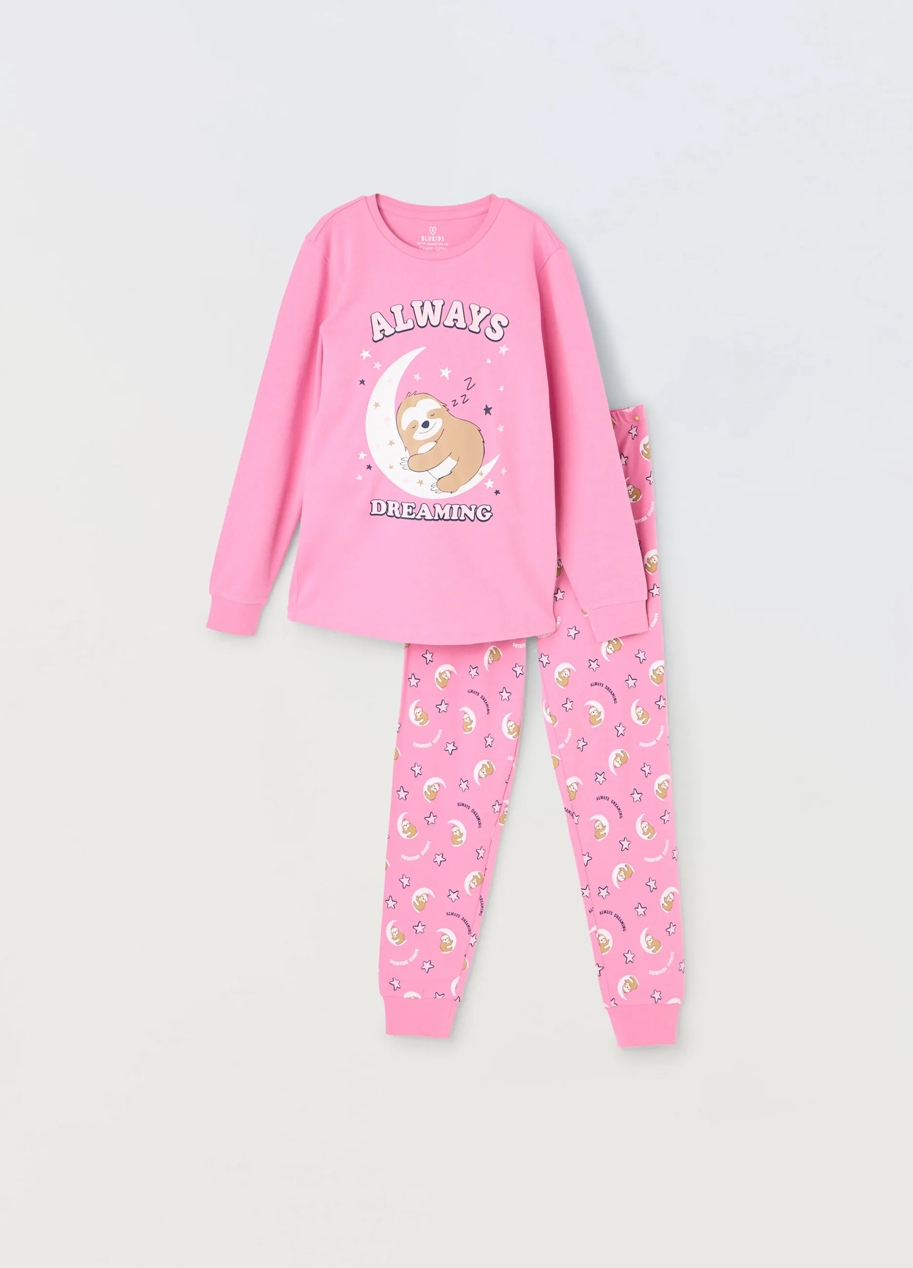 BLUKIDS  Set pigiama lungo in puro cotone ragazza