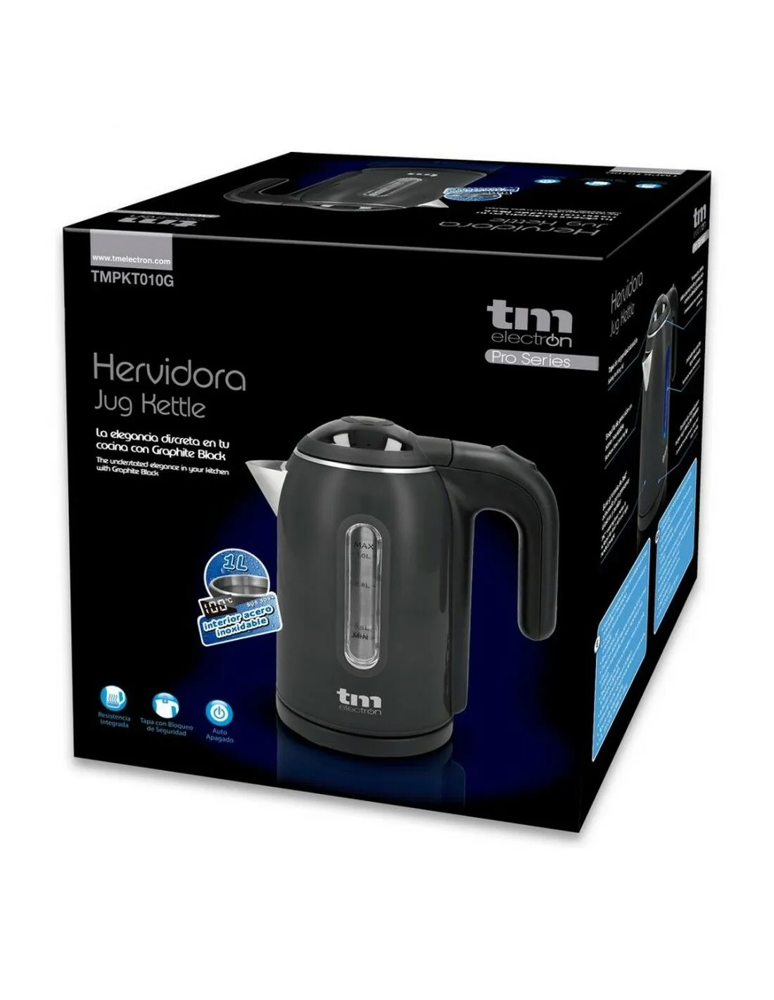 Bollitore d'Acqua Elettrico con Luce LED TM Electron Acciaio inossidabile Grafite