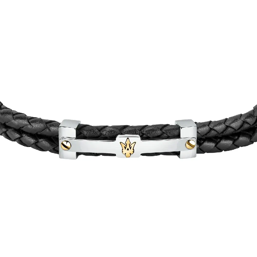 BRACCIALE JEWELS PELLE NERA MASERATI