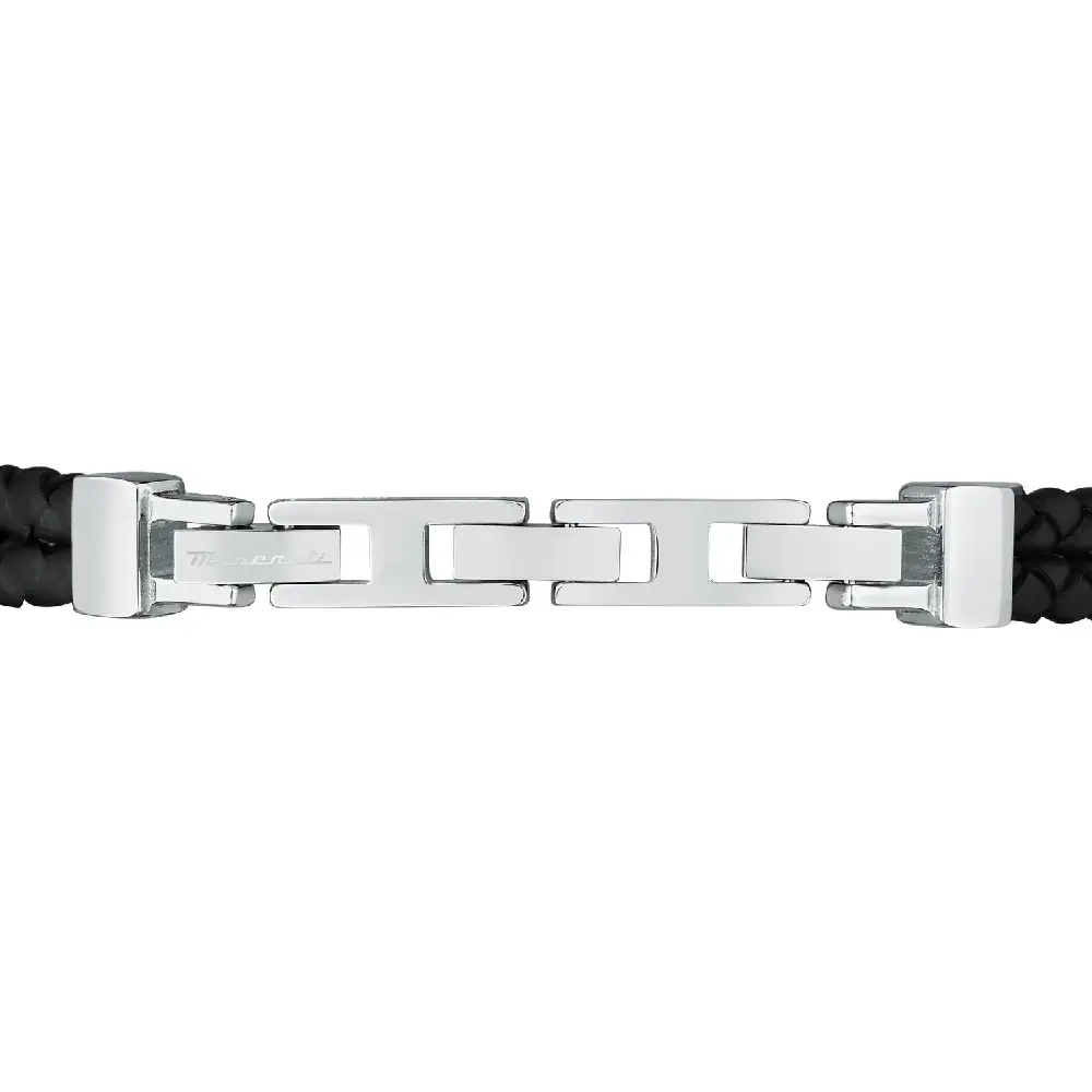 BRACCIALE JEWELS PELLE NERA MASERATI