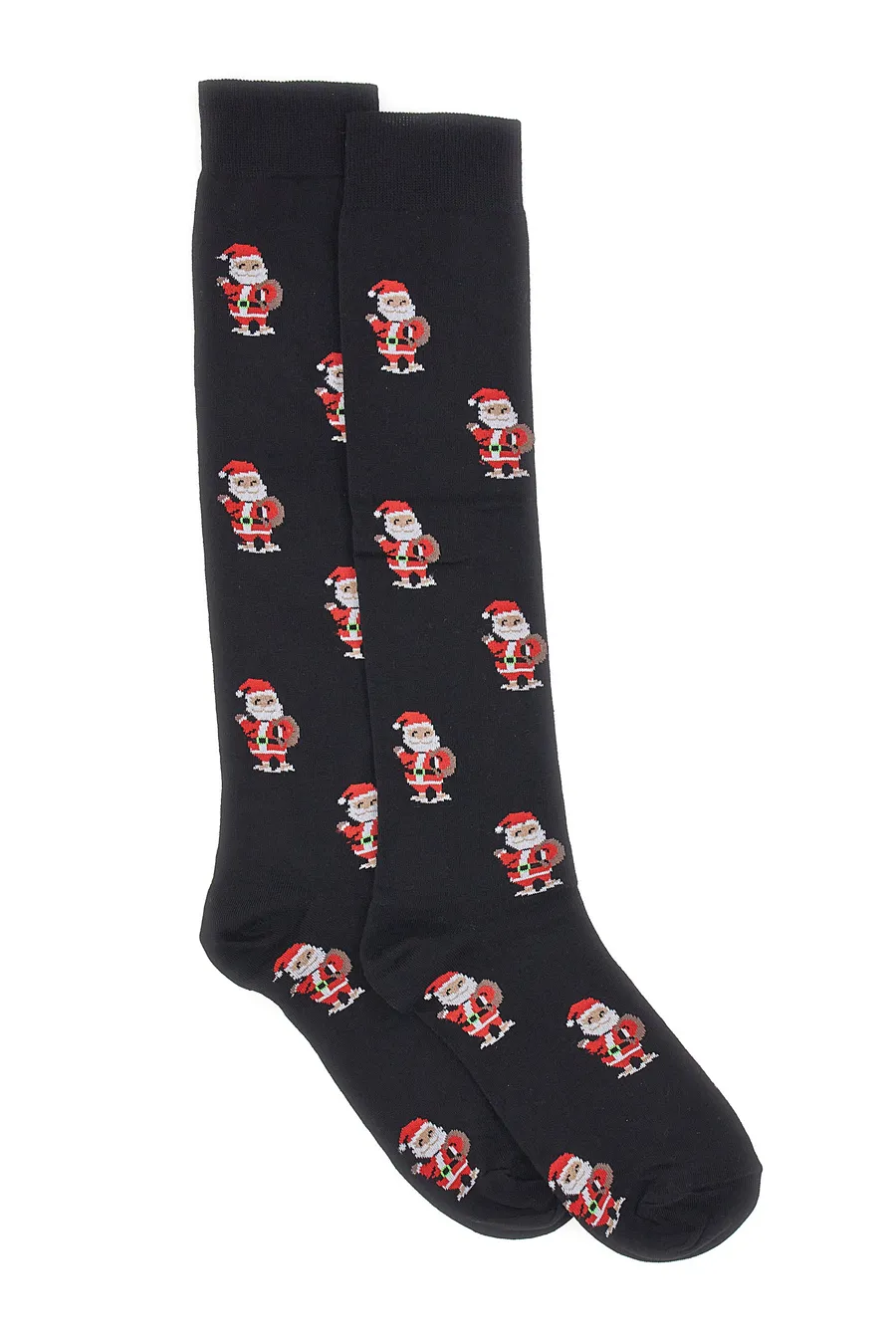 Calzini Alti al Ginocchio Neri Natalizi Crazy Socks 004