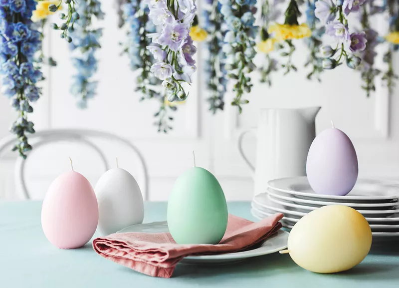 Candela all'uovo per brunch di Pasqua verde 10 cm