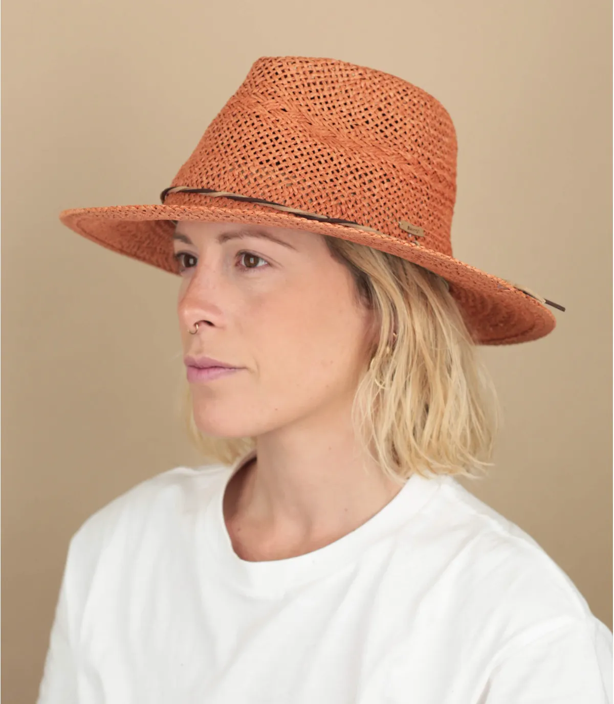 Cappello fedora di paglia marrone da donnaArday terra     