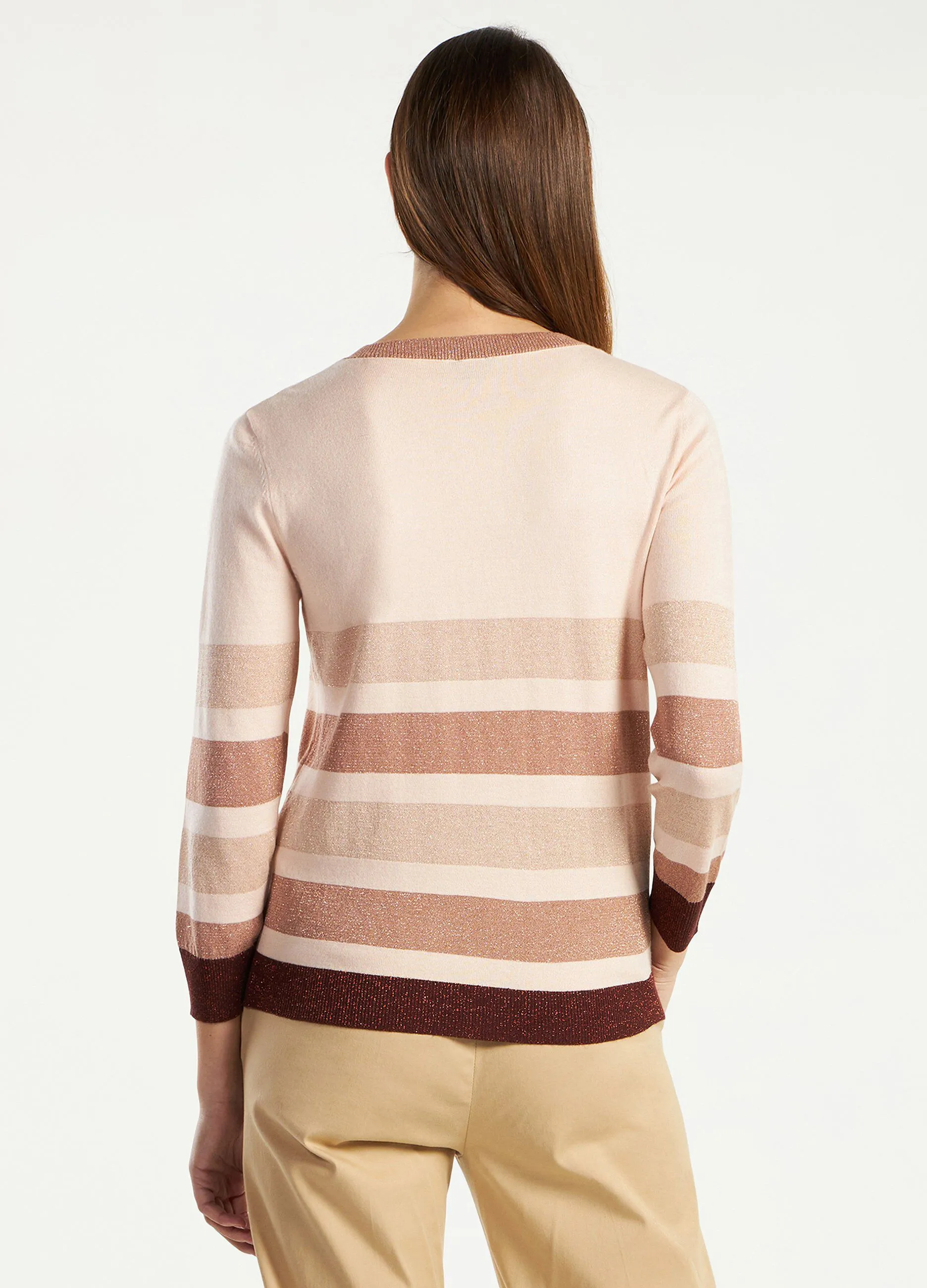 Cardigan a righe con filo lurex donna