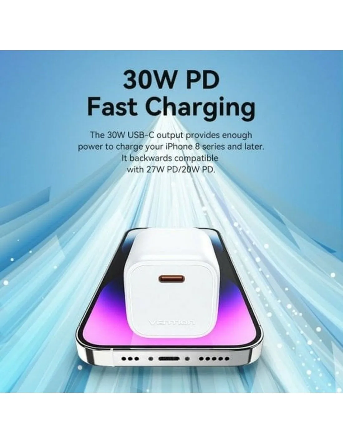 Caricabatterie da Parete Vention FAKG0-EU Verde 30 W USB-C