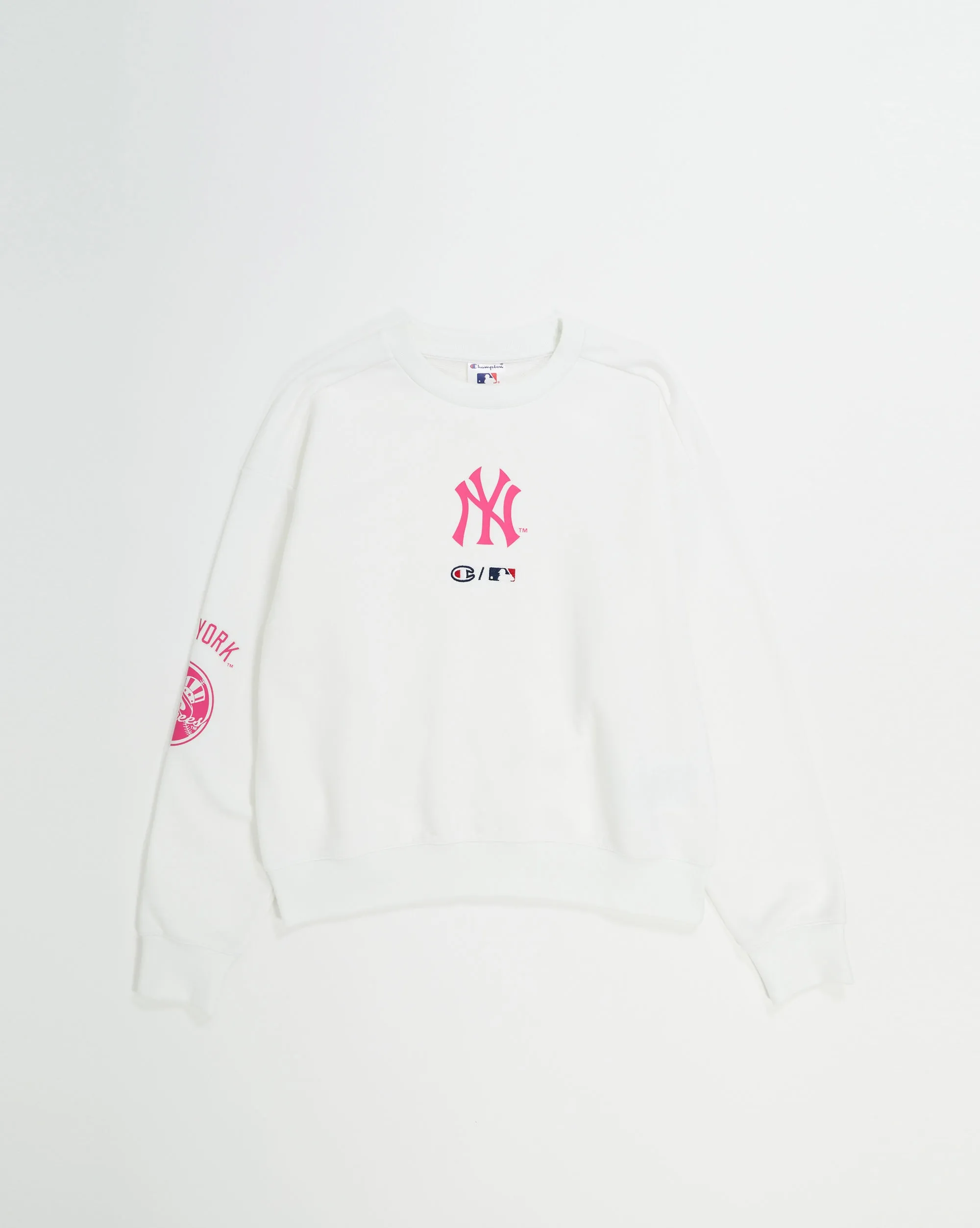 Champion x MLB Felpa Boxy In French Terry New York Yankees Bianco Donna