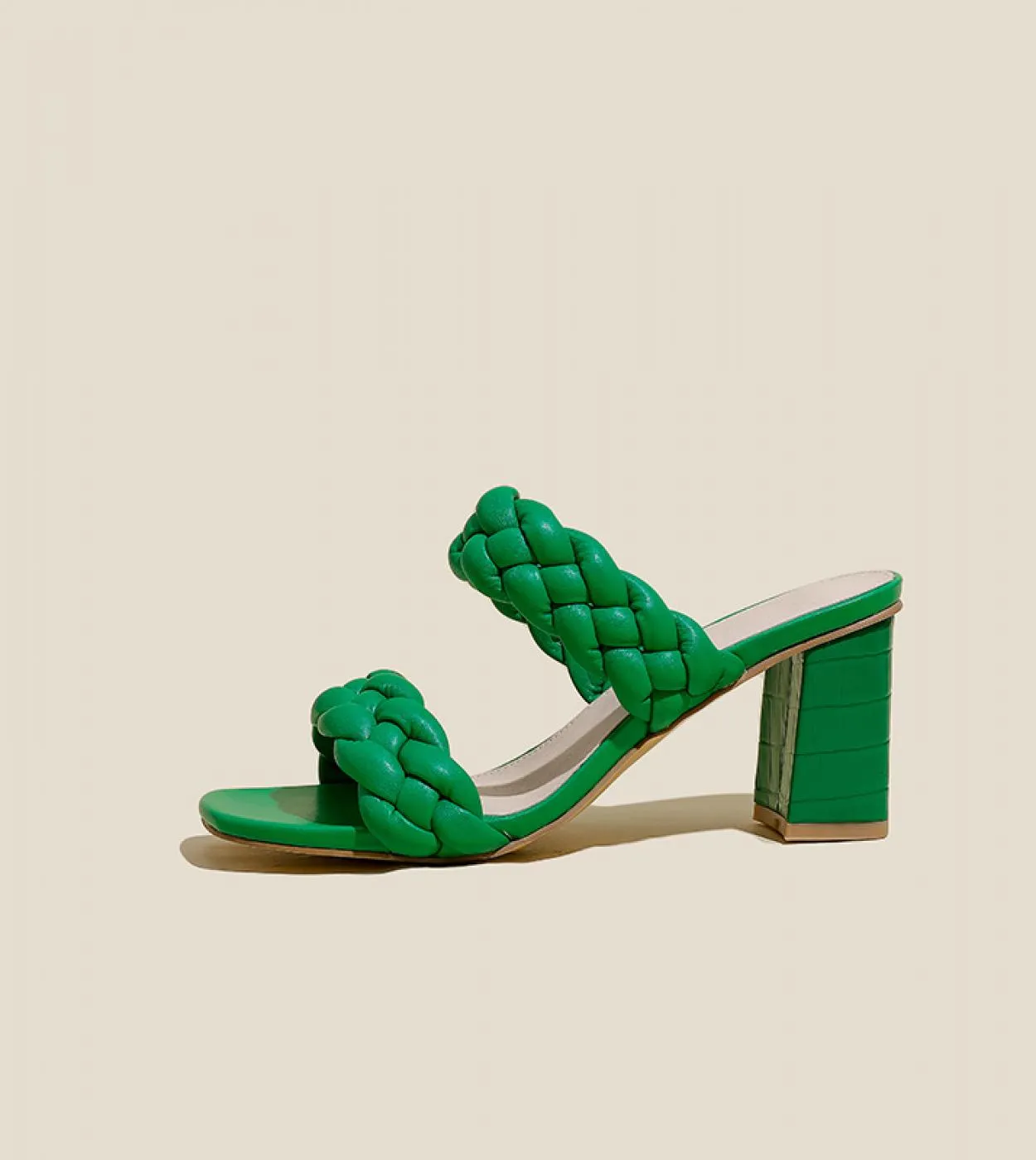 Ciabatte con tacco a blocco Scarpe con tacco alto in pelle Ciabatte con tacco basso in pelle Pantofole da donna