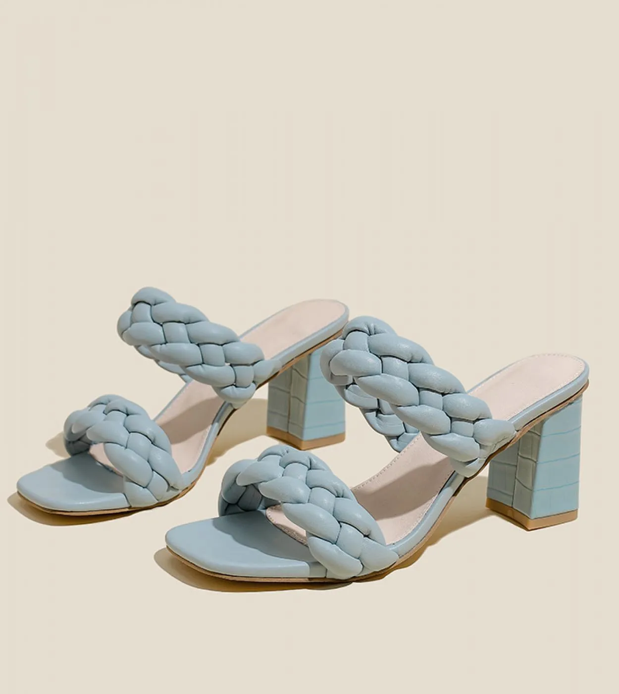Ciabatte con tacco a blocco Scarpe con tacco alto in pelle Ciabatte con tacco basso in pelle Pantofole da donna