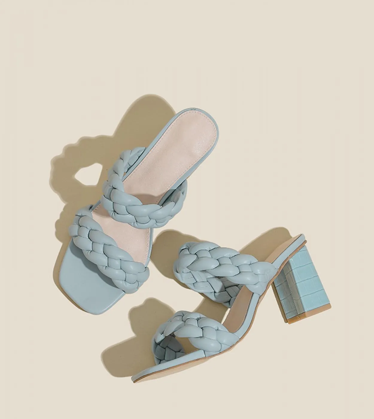 Ciabatte con tacco a blocco Scarpe con tacco alto in pelle Ciabatte con tacco basso in pelle Pantofole da donna
