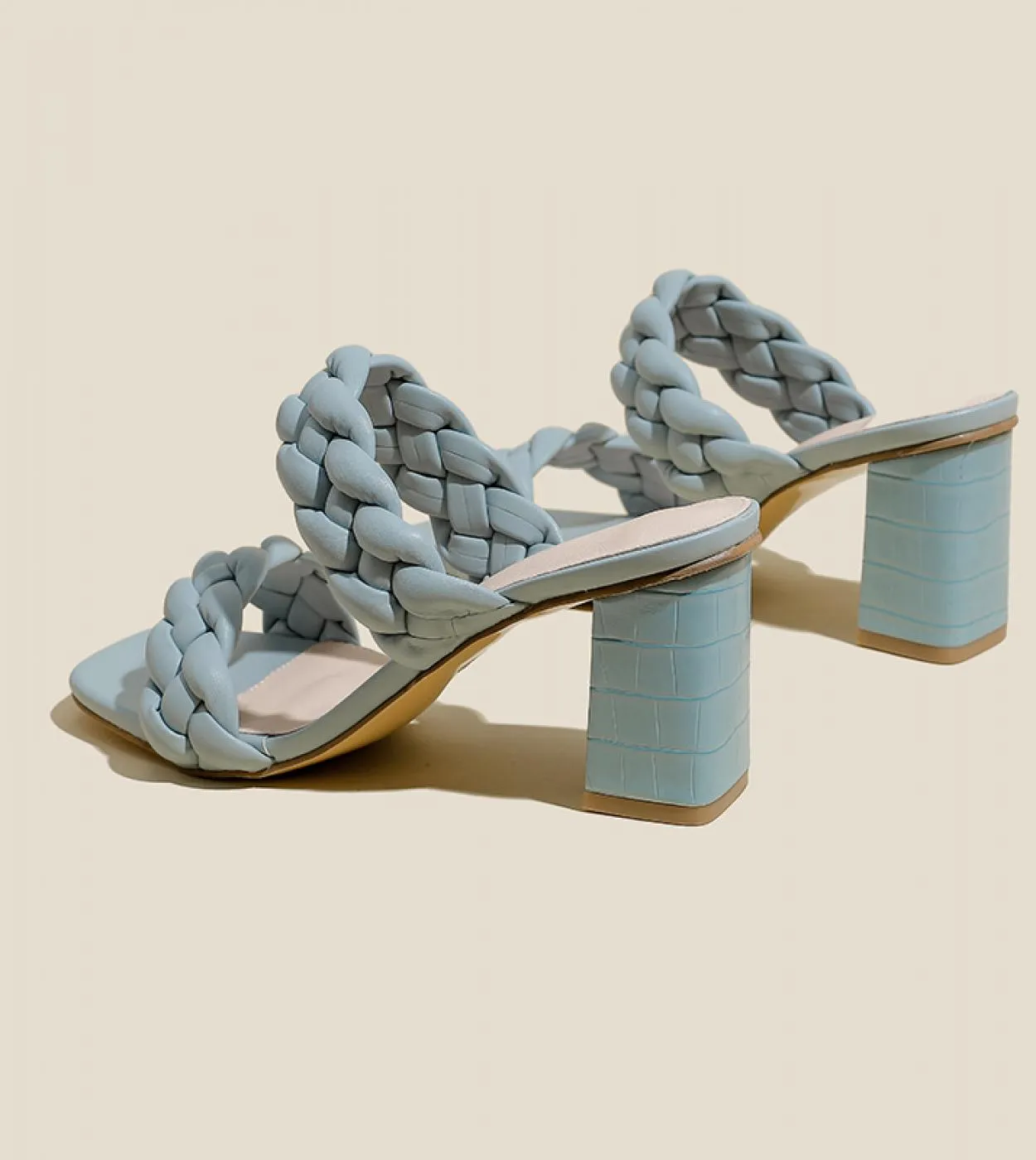 Ciabatte con tacco a blocco Scarpe con tacco alto in pelle Ciabatte con tacco basso in pelle Pantofole da donna