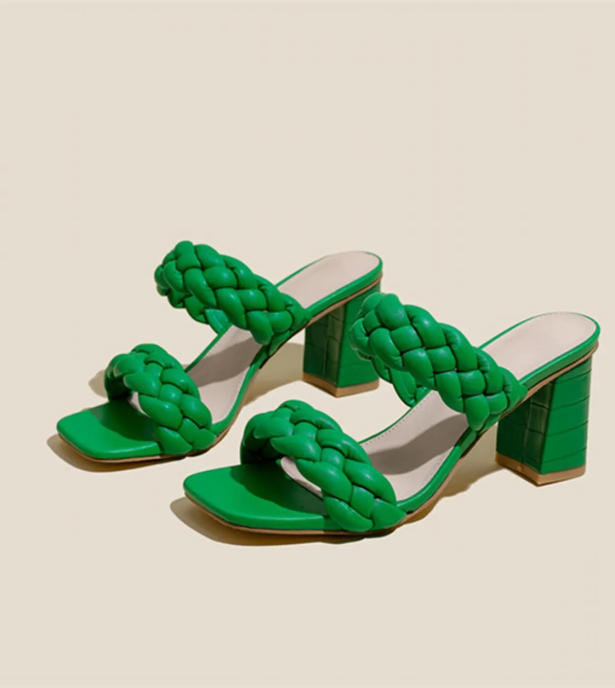 Ciabatte con tacco a blocco Scarpe con tacco alto in pelle Ciabatte con tacco basso in pelle Pantofole da donna