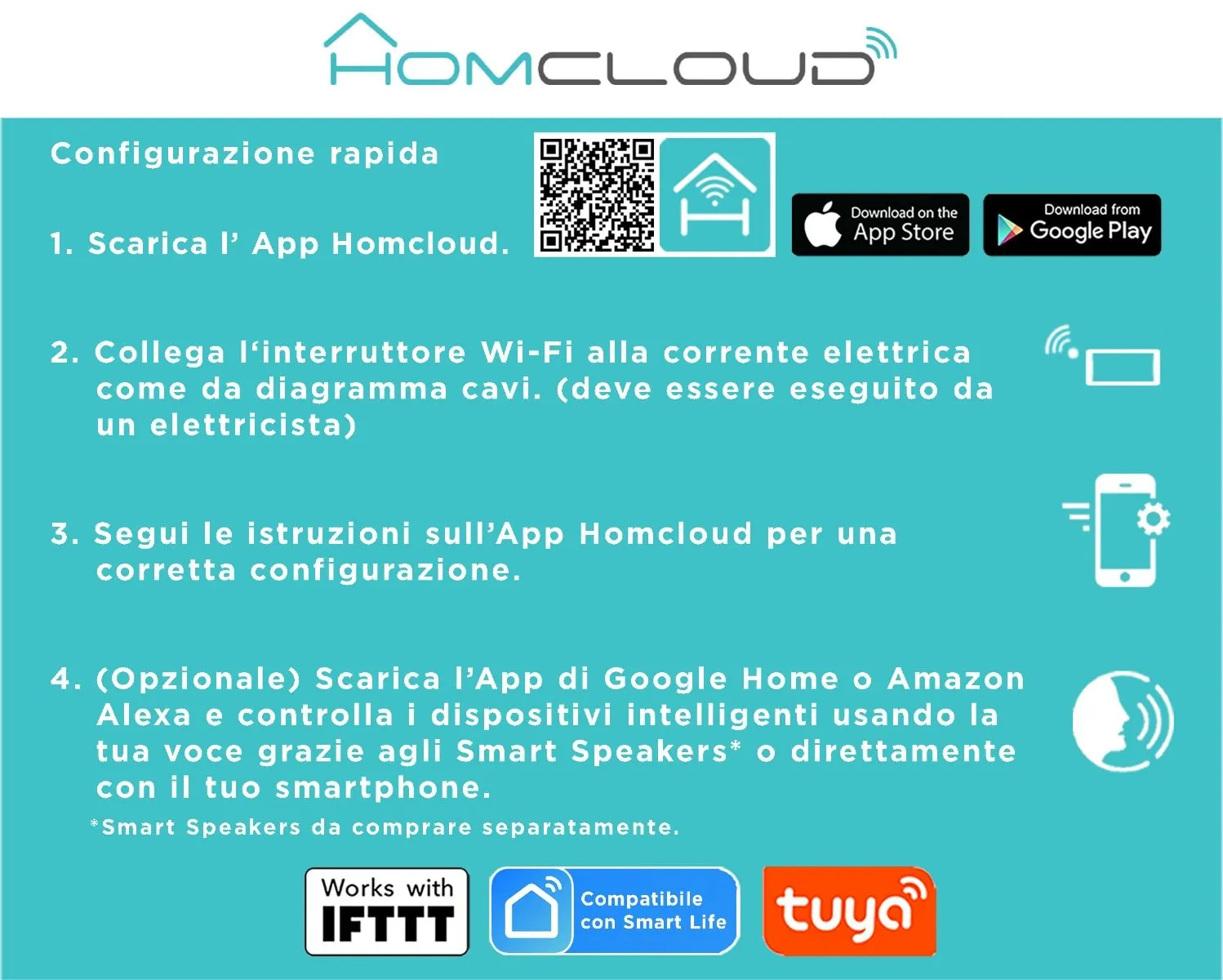 Controller Strisce LED Smart WiFi RGBW Homcloud AS-SL1