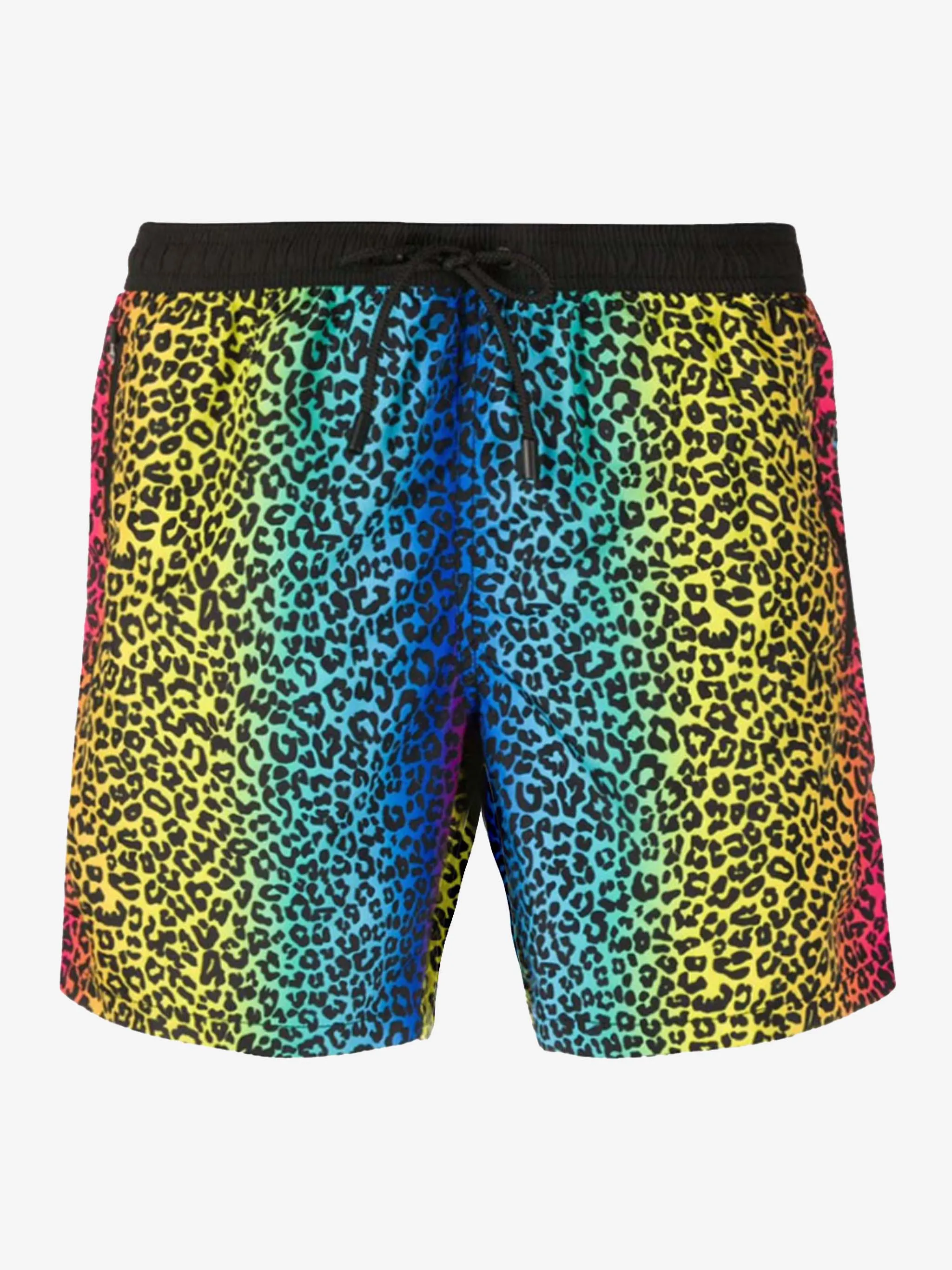 Costume da bagno con zip in tessuto leggero stampa animalier arcobaleno