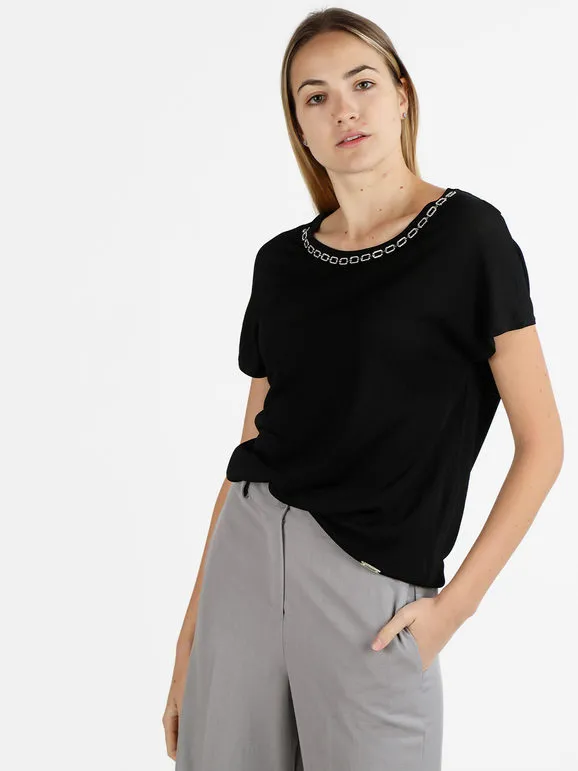 Coveri Moving Blouse femme col rond strass