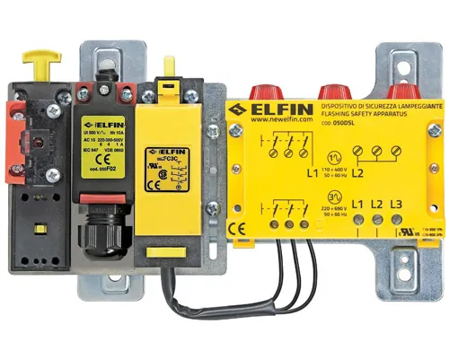 Dispositivo di sicurezza lampeggiante trifase 220-690V, finecorsa d'interblocco 1 N.C. e micro 2 N.C. - ELFIN 050AS01FC 