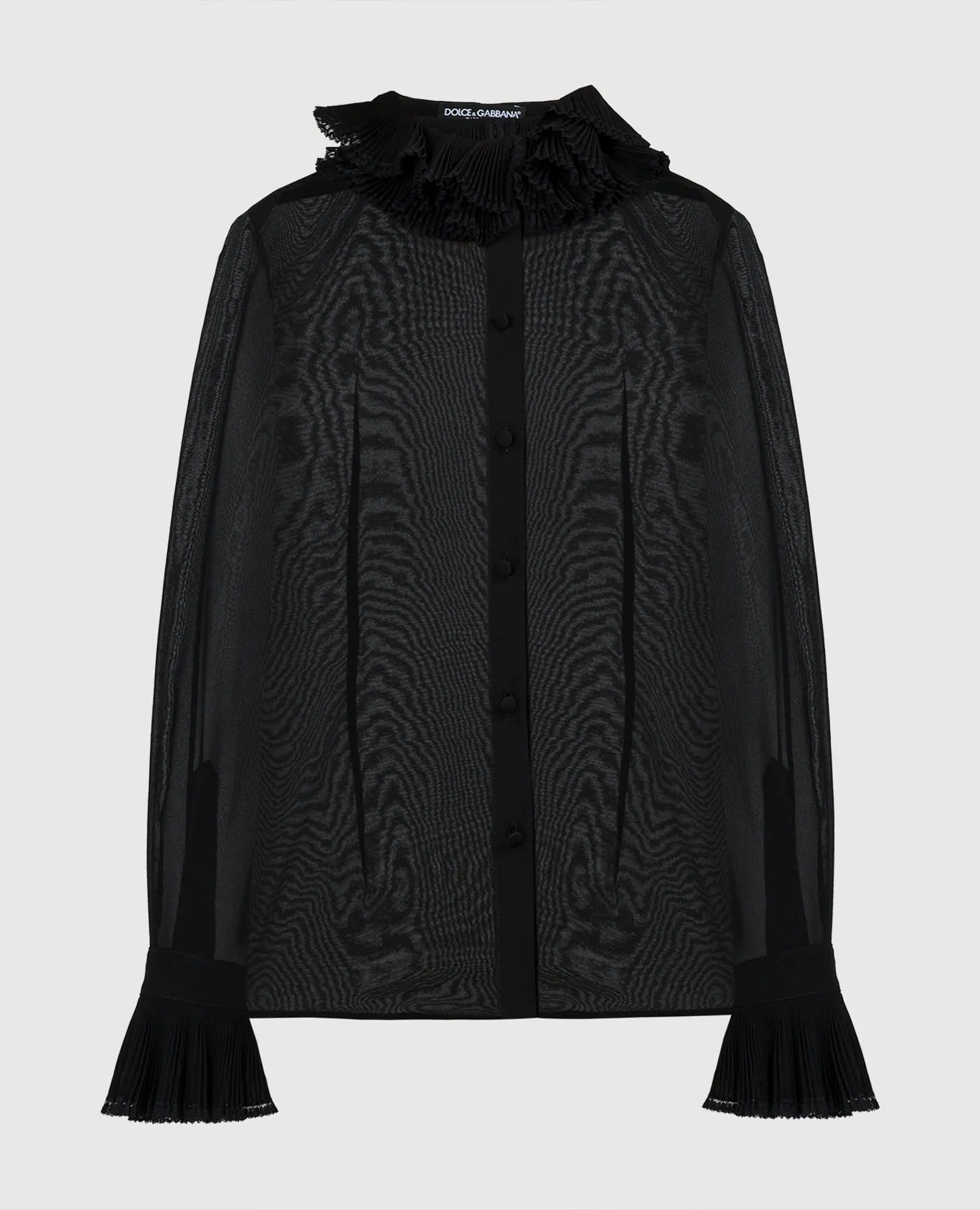 Dolce&Gabbana Blusa in seta nera con plissettatura F5S22TFUAFU
