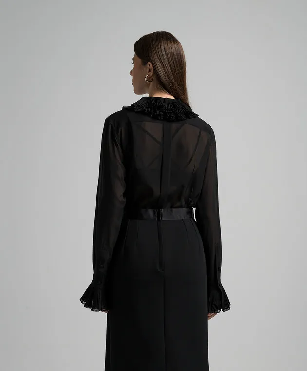 Dolce&Gabbana Blusa in seta nera con plissettatura F5S22TFUAFU
