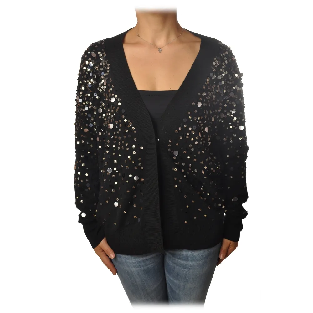 Dondup - Cardigan con Paillettes - Nero - Maglieria - Luxury Exclusive Collection