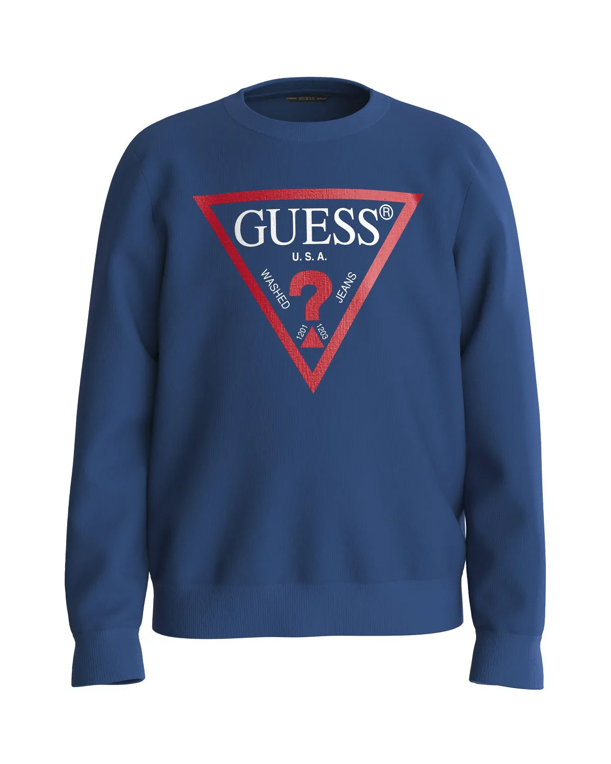 Felpa blu indaco girocollo in cotone con stampa logo triangolo rosso 8-16 anni
