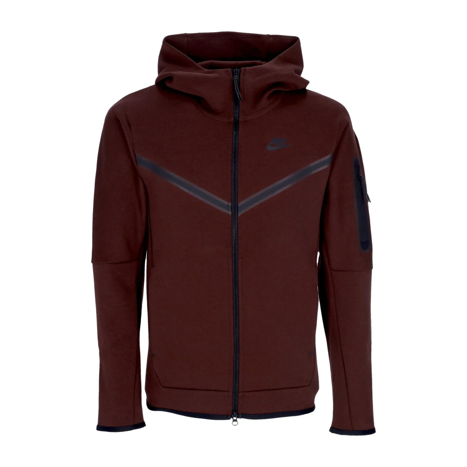 Felpa Leggera Cappuccio Zip Uomo Sportswear Tech Fleece Hoodie Earth/black