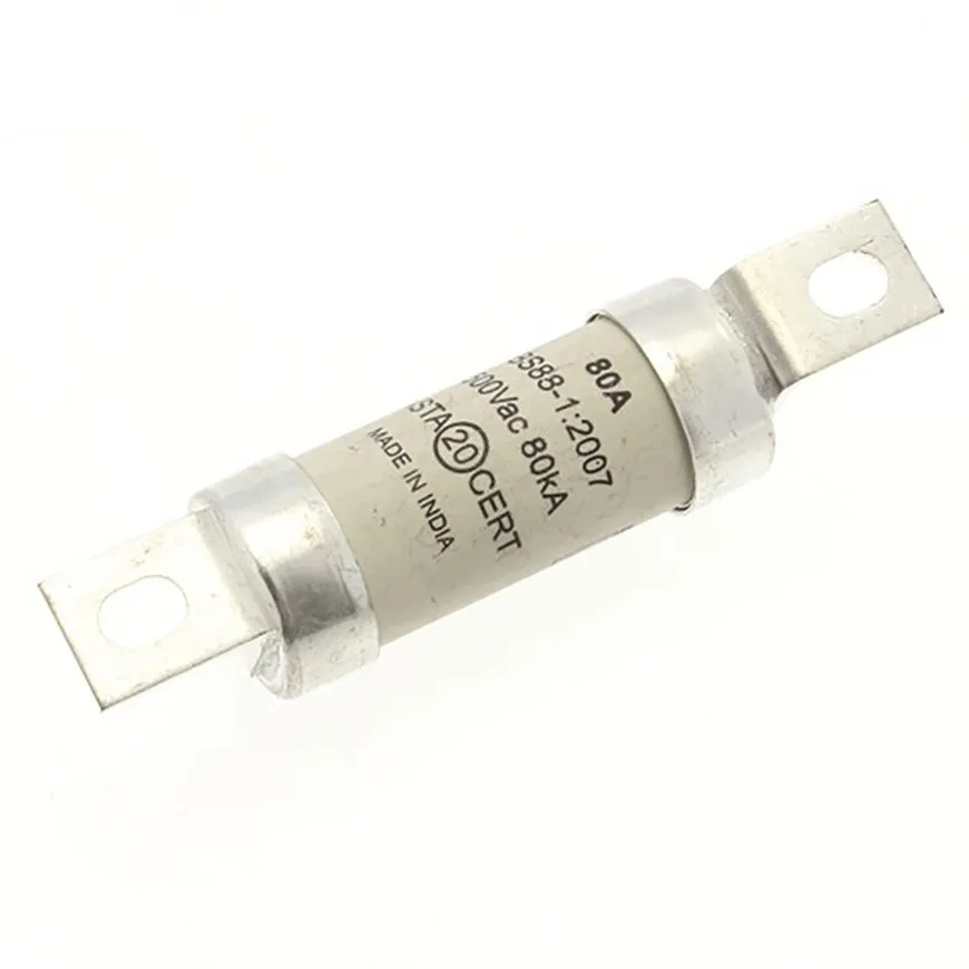 Fusibile a linguetta con fissaggio a bullone, Eaton, 80A, fusibile A3, standard • BS88, IEC 60269, fori di fissaggio da
