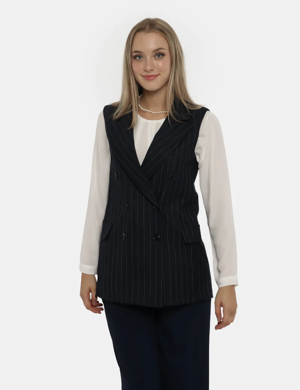Gilet Vougue blu gessato