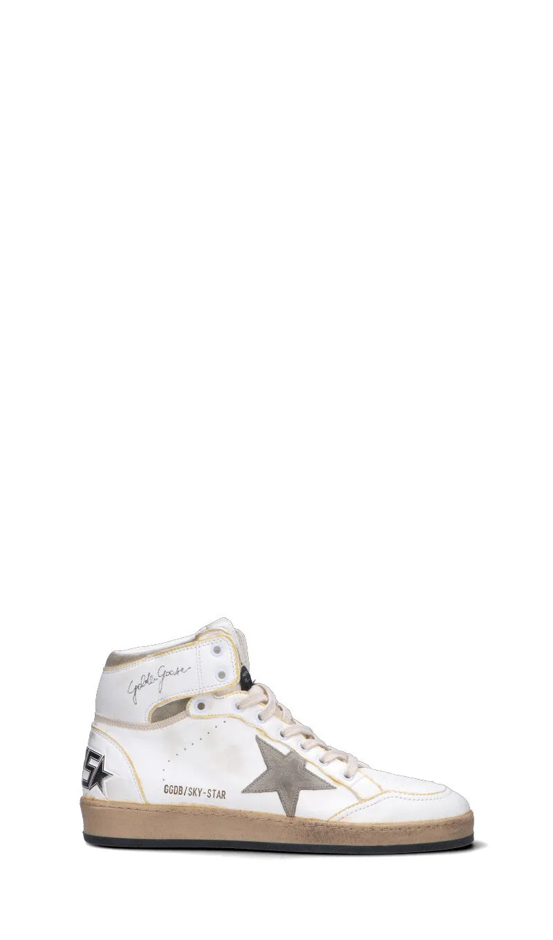 GOLDEN GOOSE SKY-STAR Sneaker uomo bianca/grigia in pelle