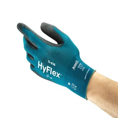 Guanti da lavoro Ansell HyFlex 11616, Tg. 6, in Nylon, col. Nero