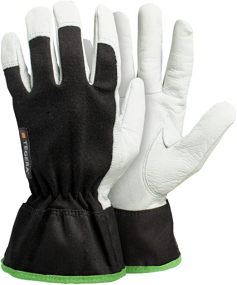 Guanti da lavoro Tegera TEGERA, Tg. 7, in Cuoio, col. Nero, Verde, Bianco