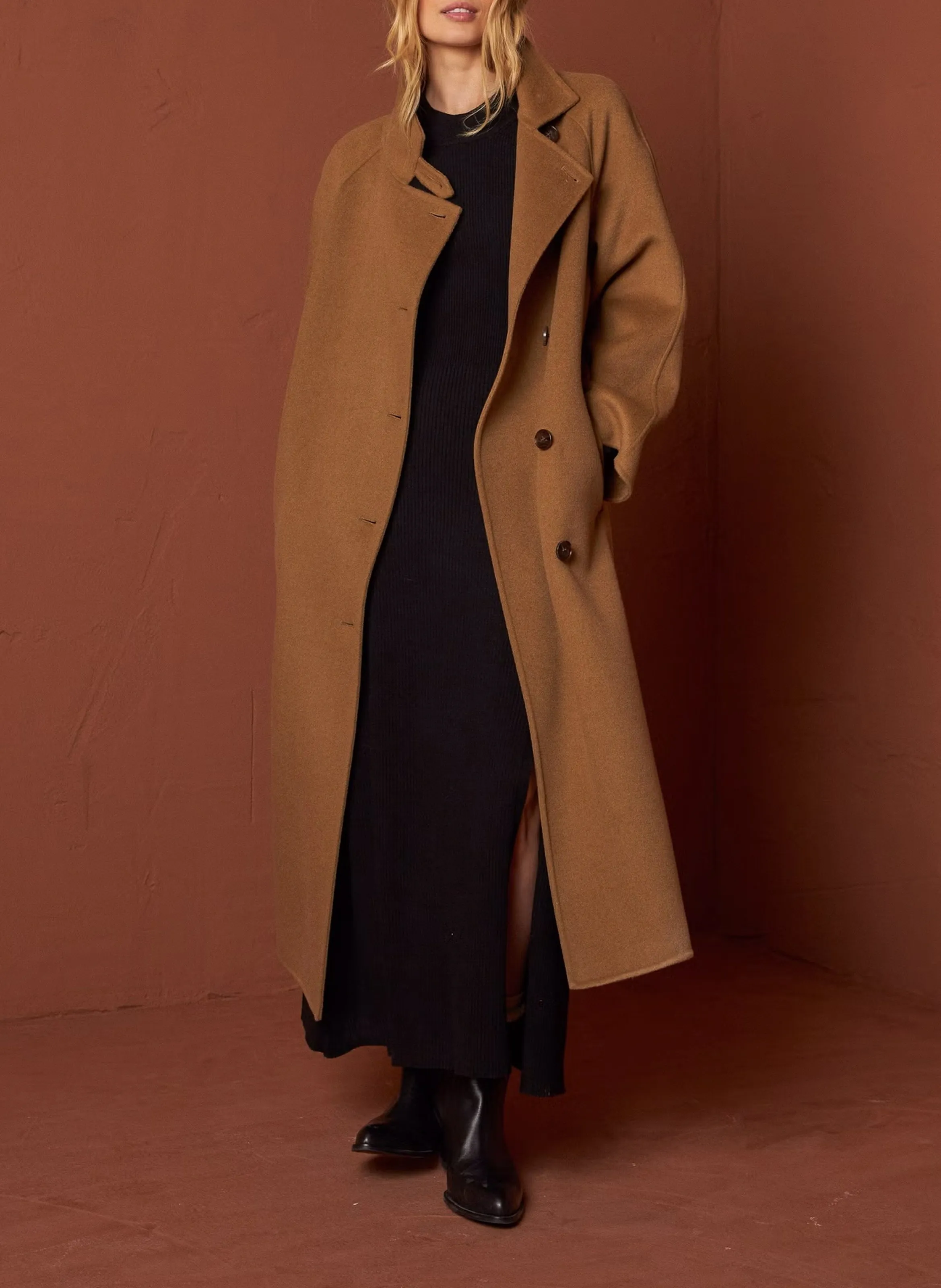  INDI & COLD   Cappotto con revers in lana | Marrone