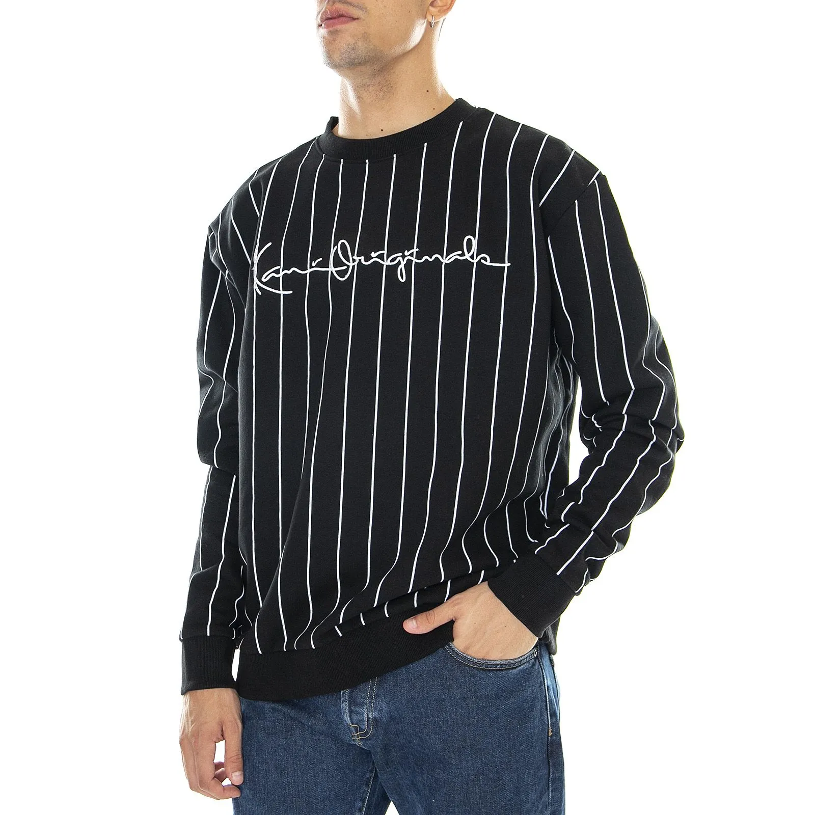 Karl Kani Originals Pinstripe - Felpa Girocollo Uomo Nera    