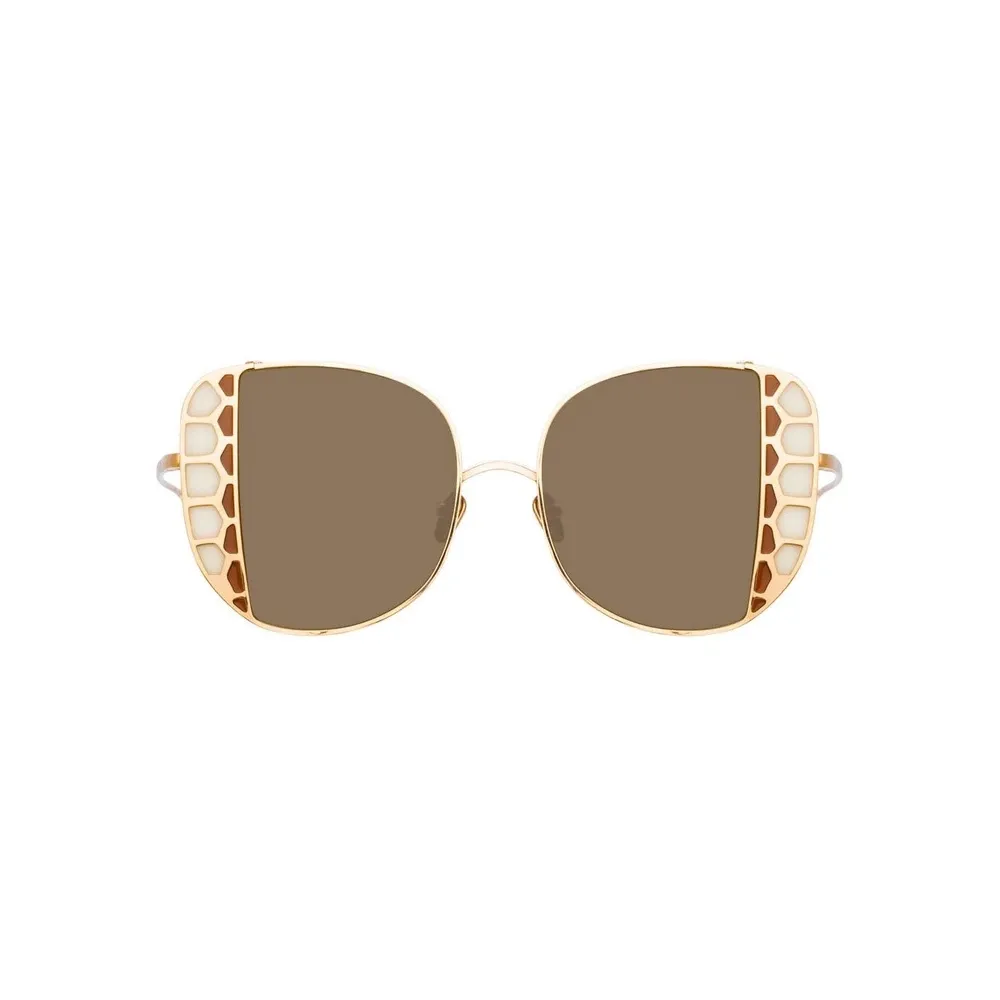 Linda Farrow - Occhiali da Sole Oversized Amelia in Oro Rosa - LFL1003C5SUN - Linda Farrow Eyewear