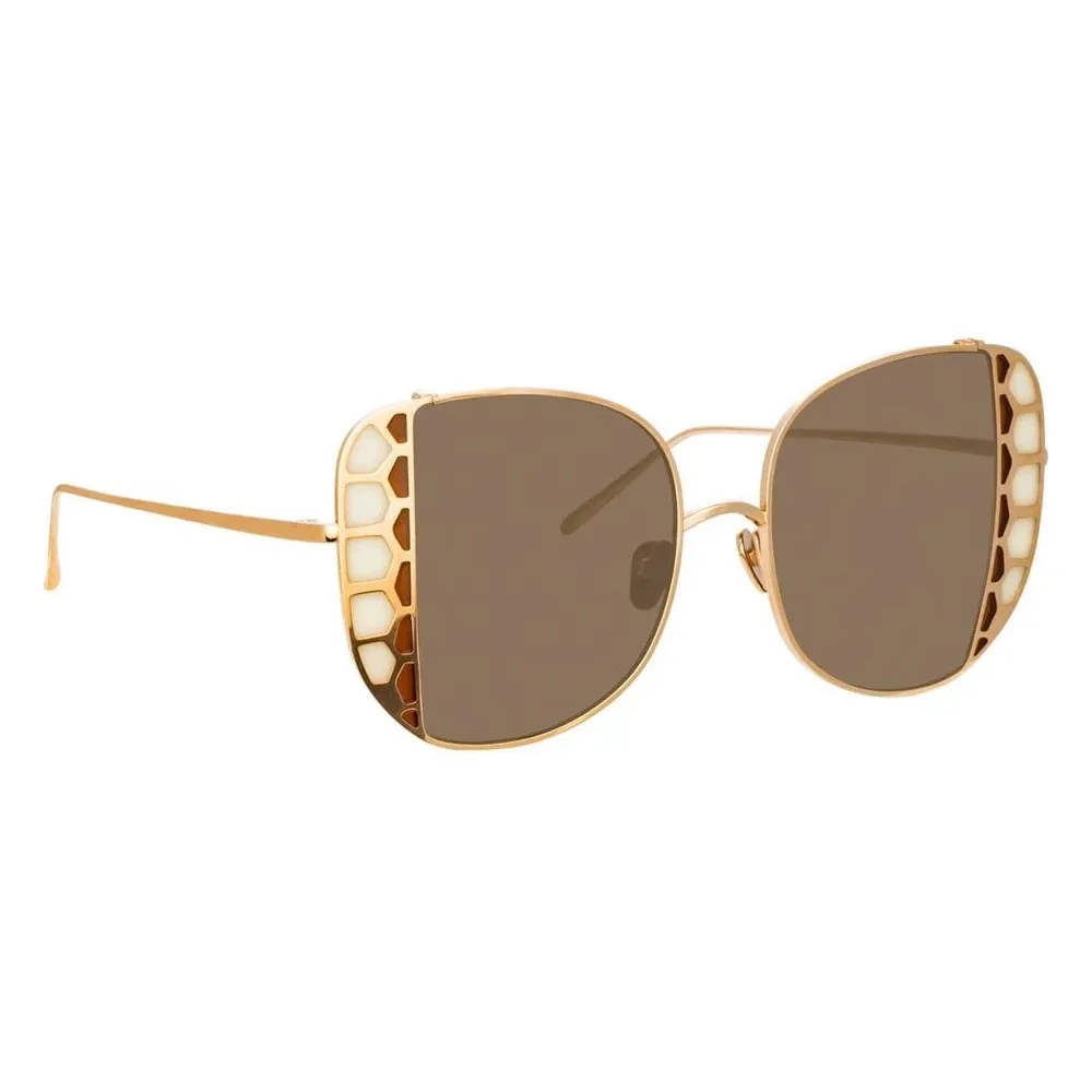 Linda Farrow - Occhiali da Sole Oversized Amelia in Oro Rosa - LFL1003C5SUN - Linda Farrow Eyewear