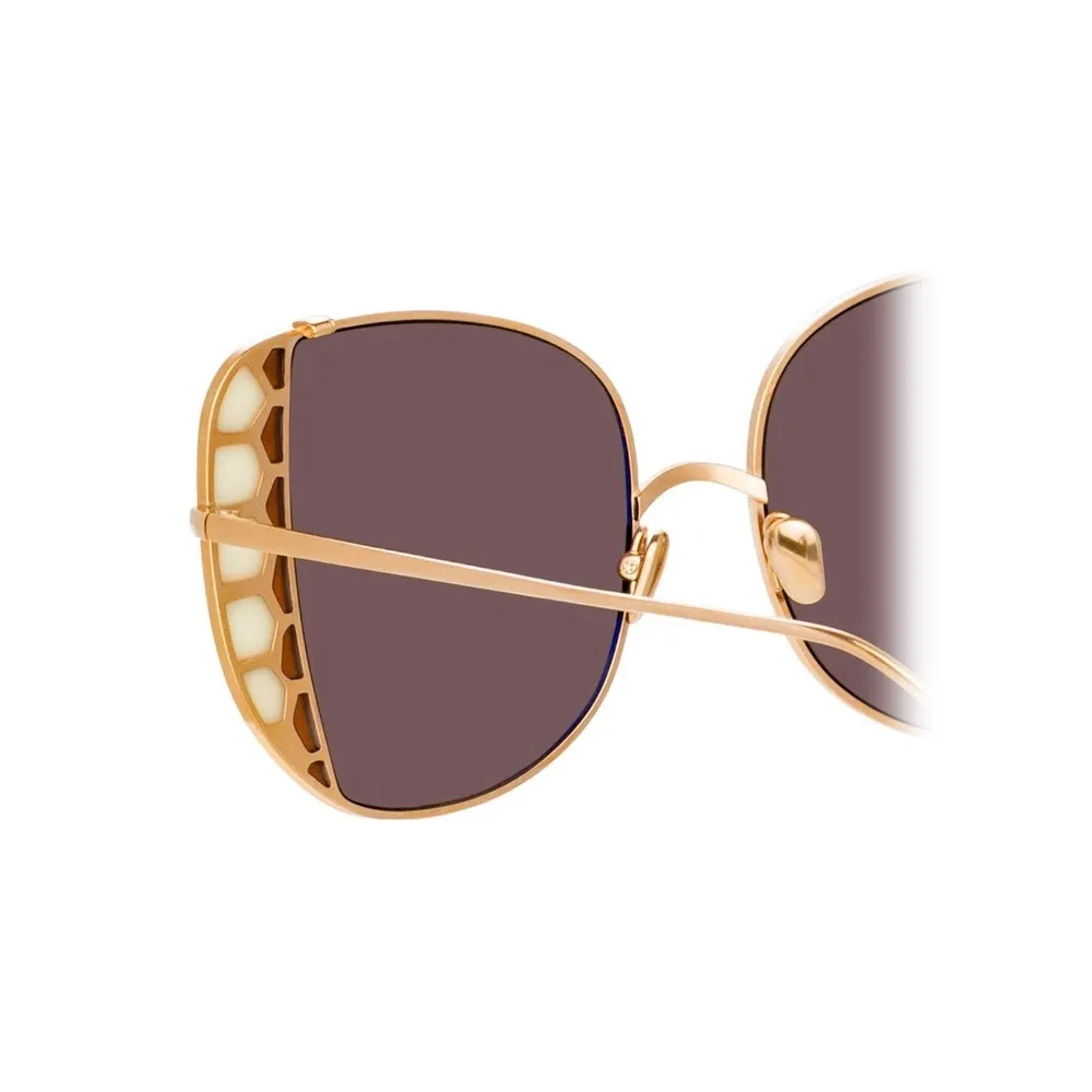 Linda Farrow - Occhiali da Sole Oversized Amelia in Oro Rosa - LFL1003C5SUN - Linda Farrow Eyewear
