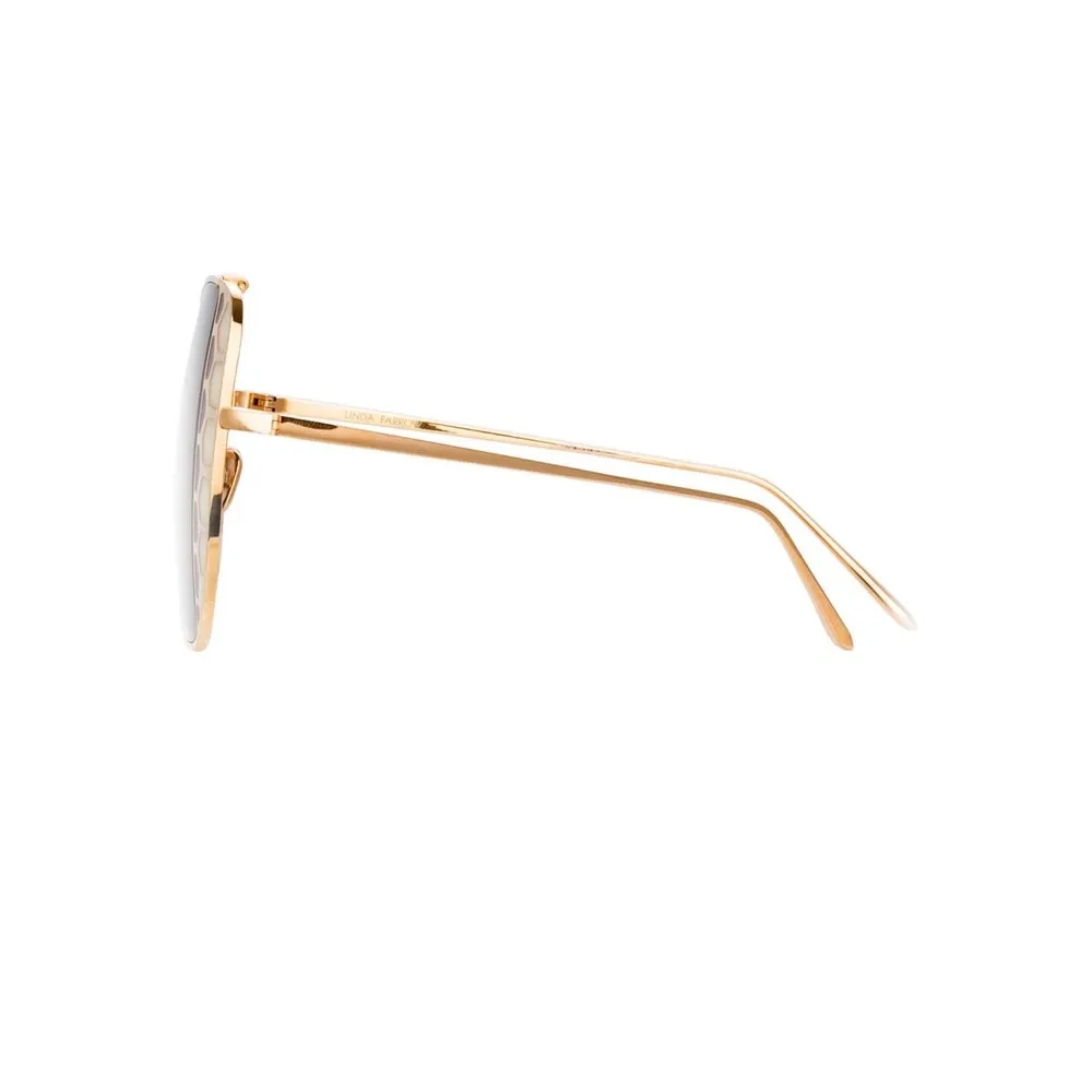 Linda Farrow - Occhiali da Sole Oversized Amelia in Oro Rosa - LFL1003C5SUN - Linda Farrow Eyewear