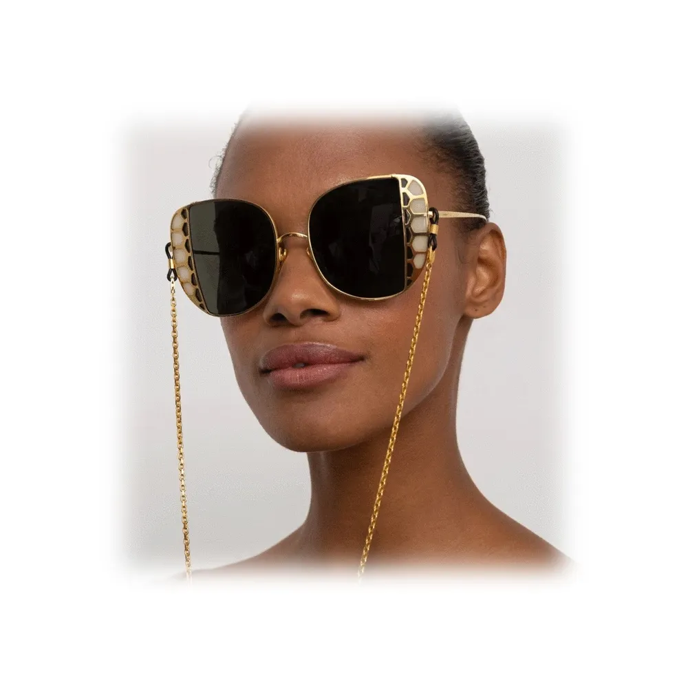 Linda Farrow - Occhiali da Sole Oversized Amelia in Oro Rosa - LFL1003C5SUN - Linda Farrow Eyewear
