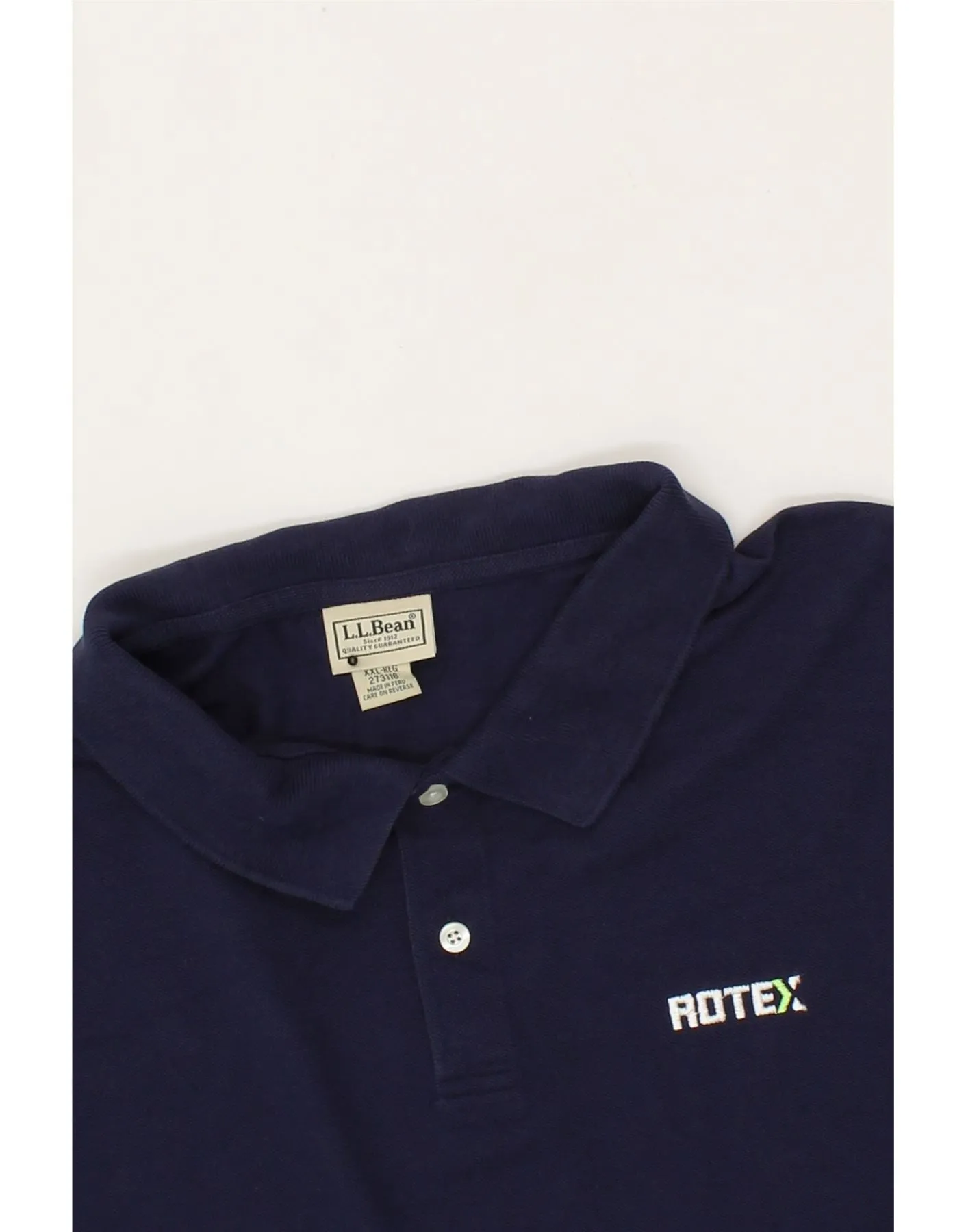 L.L.BEAN Mens Polo Shirt 2XL Navy Blue Cotton