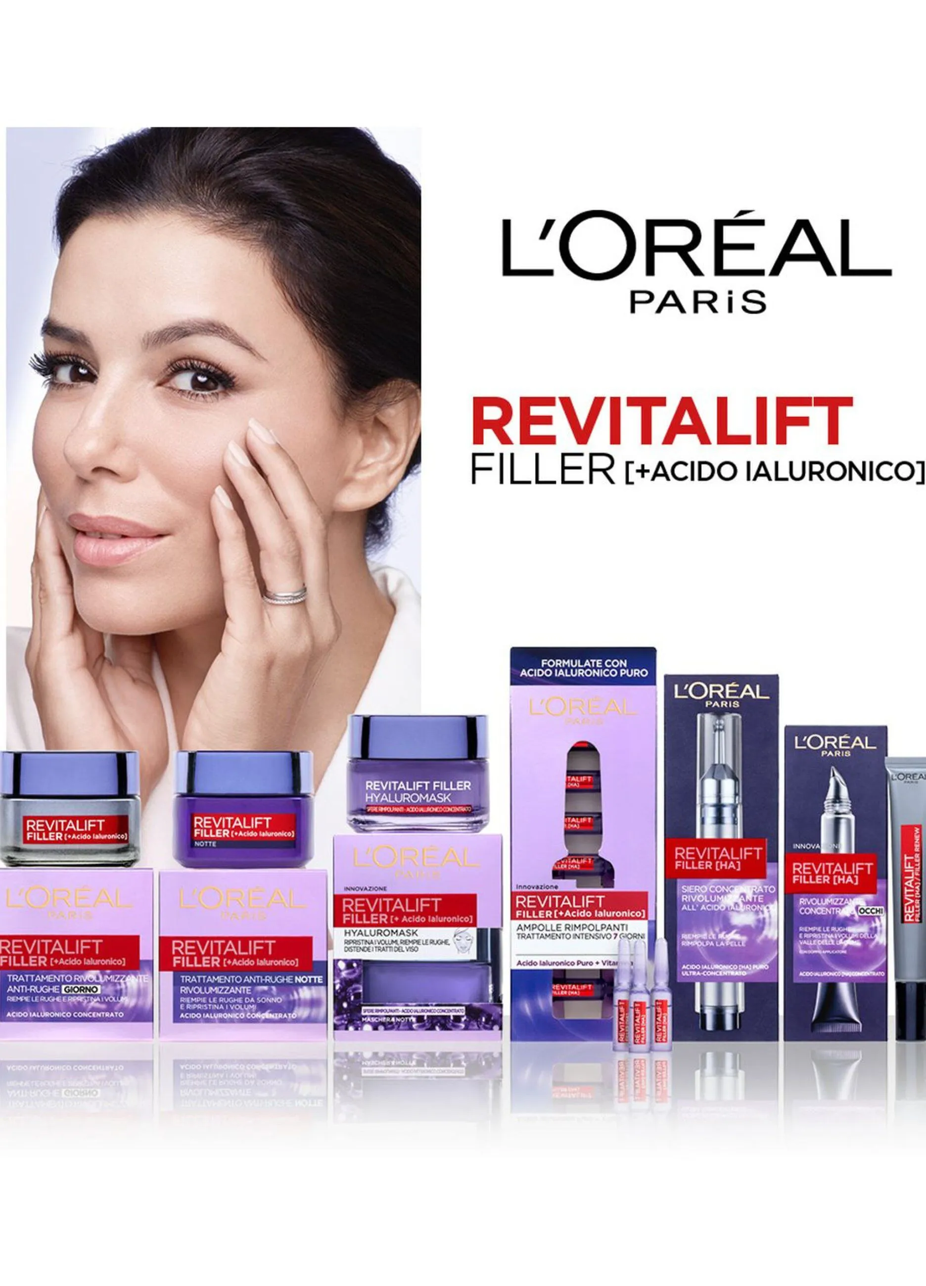 L'OREAL  L'Oréal Paris Crema Viso Notte Revitalift Filler, Azione Antirughe Rivolumizzante con Acido Ialuronico Concentrato, 50 