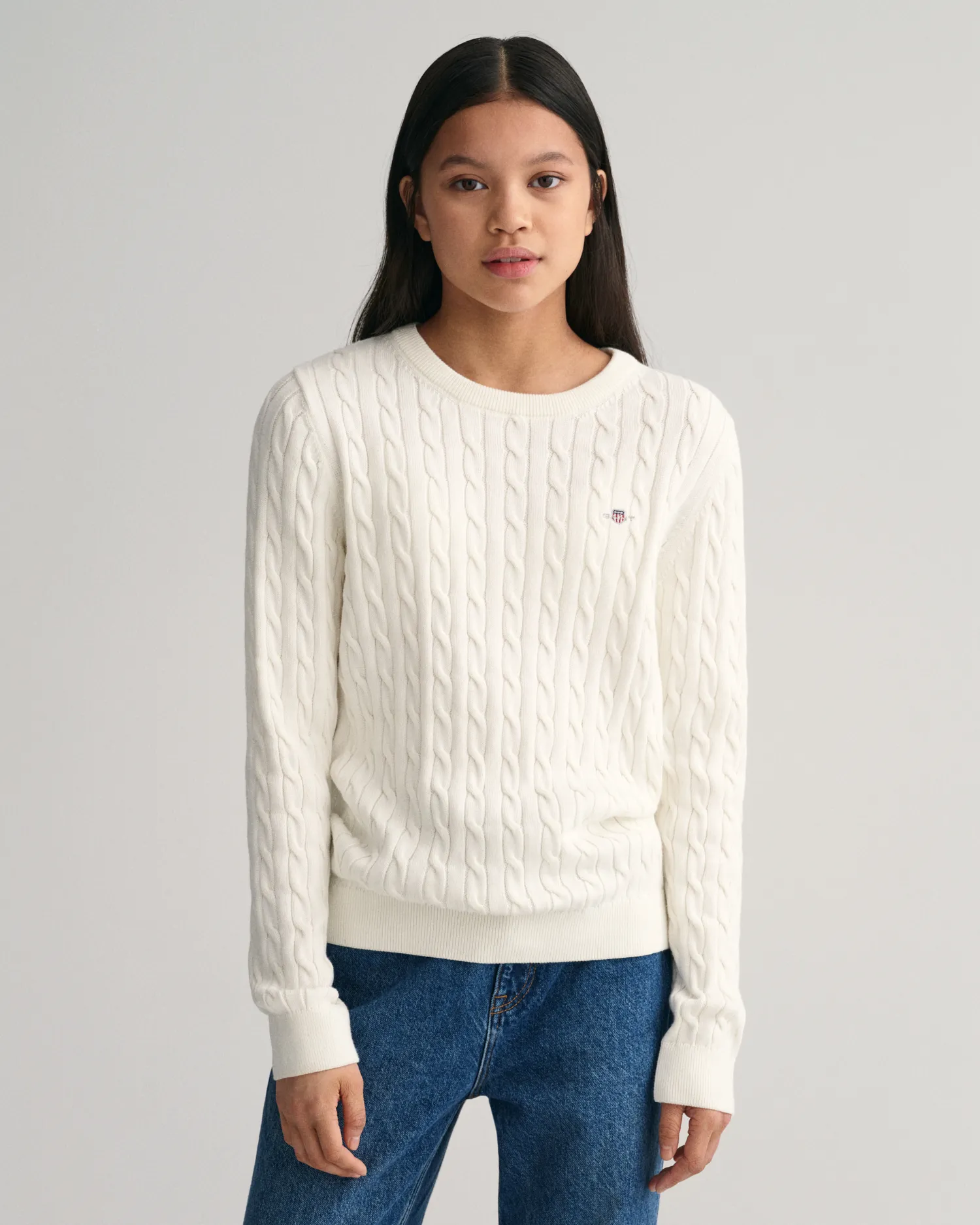 Maglia lavorata in cotone a trecce Shield Teen Girls