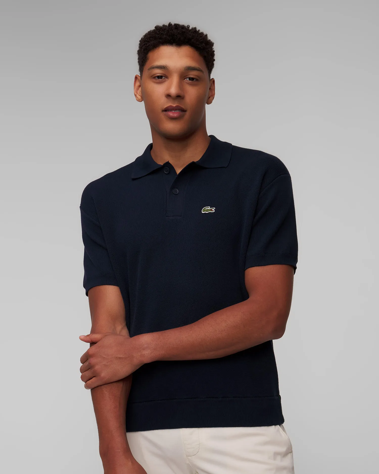 Maglione polo blu scuro da uomo Lacoste AH7642 ah7642-423