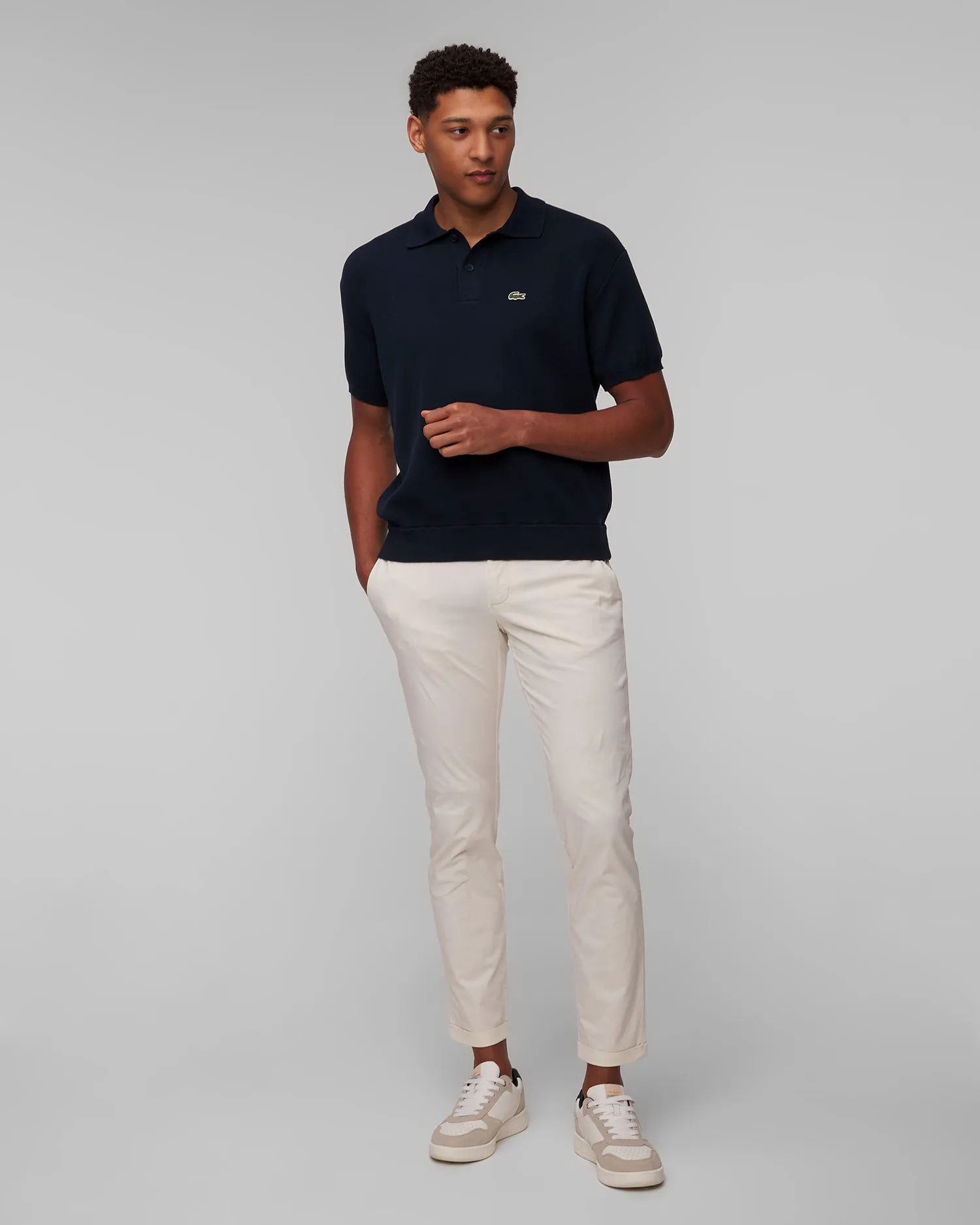 Maglione polo blu scuro da uomo Lacoste AH7642 ah7642-423