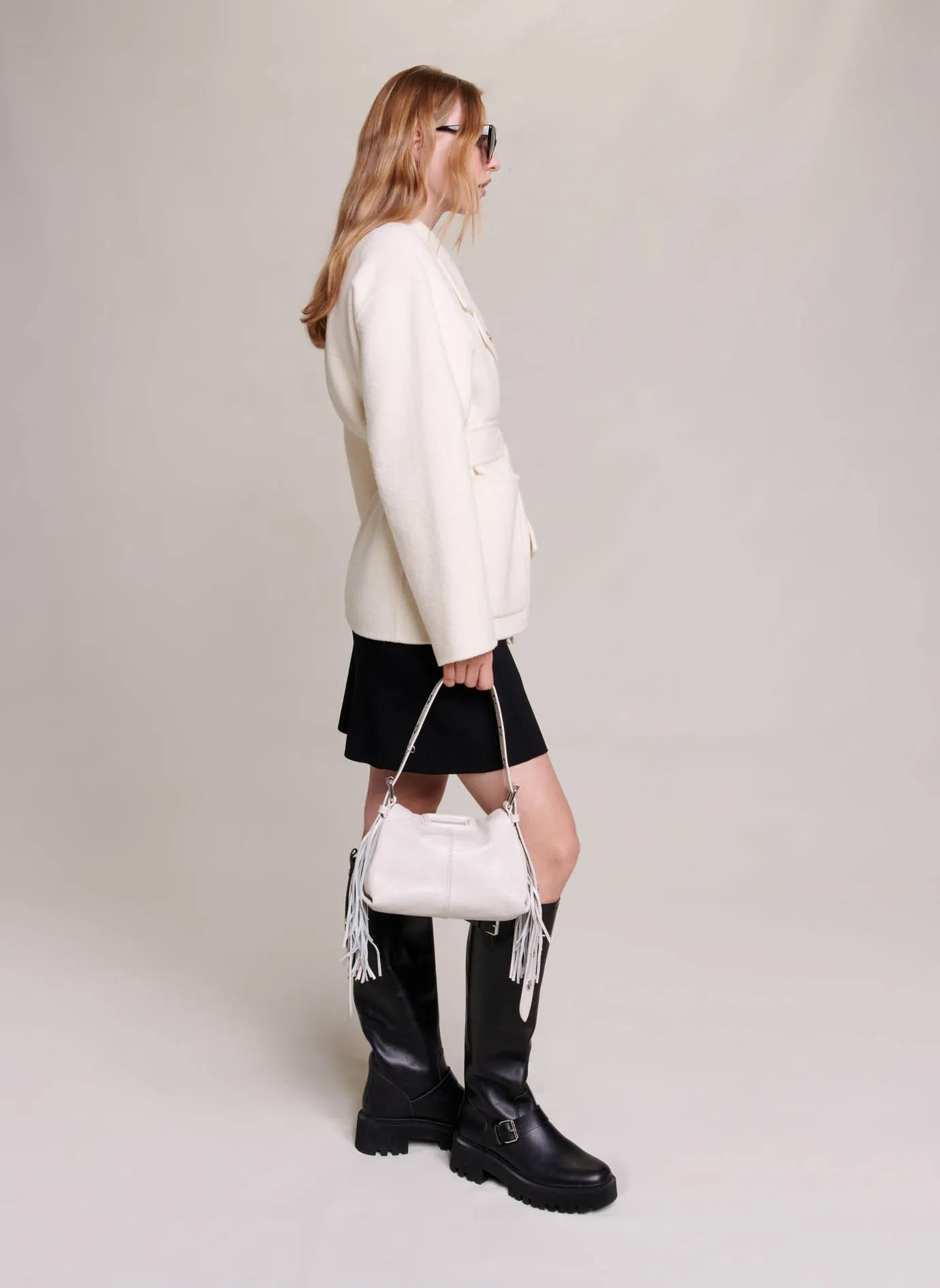  MAJE   MISS M MINI - Borsa a spalla in pelle | Bianco