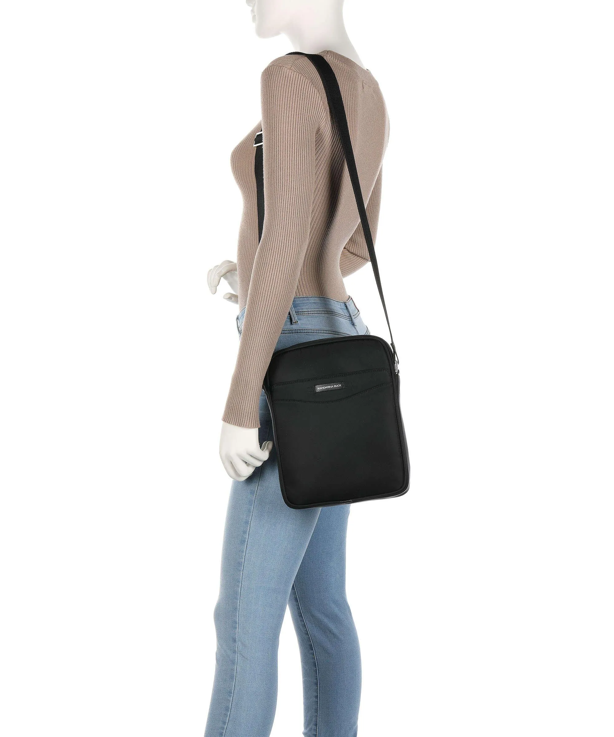  Mandarina Duck Eco Times Borsa a tracolla poliestere riciclato nero  