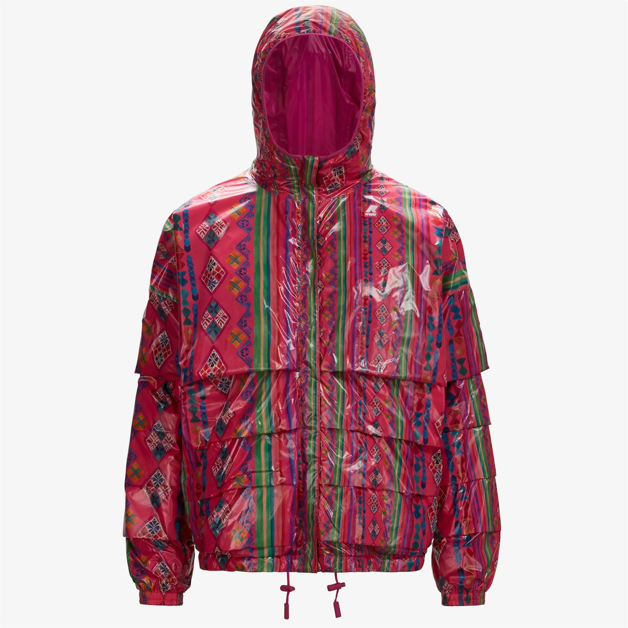 MARIE PLUS.2 REVERSIBLE FLOUNCE ALLOVERPONCHO-PINK