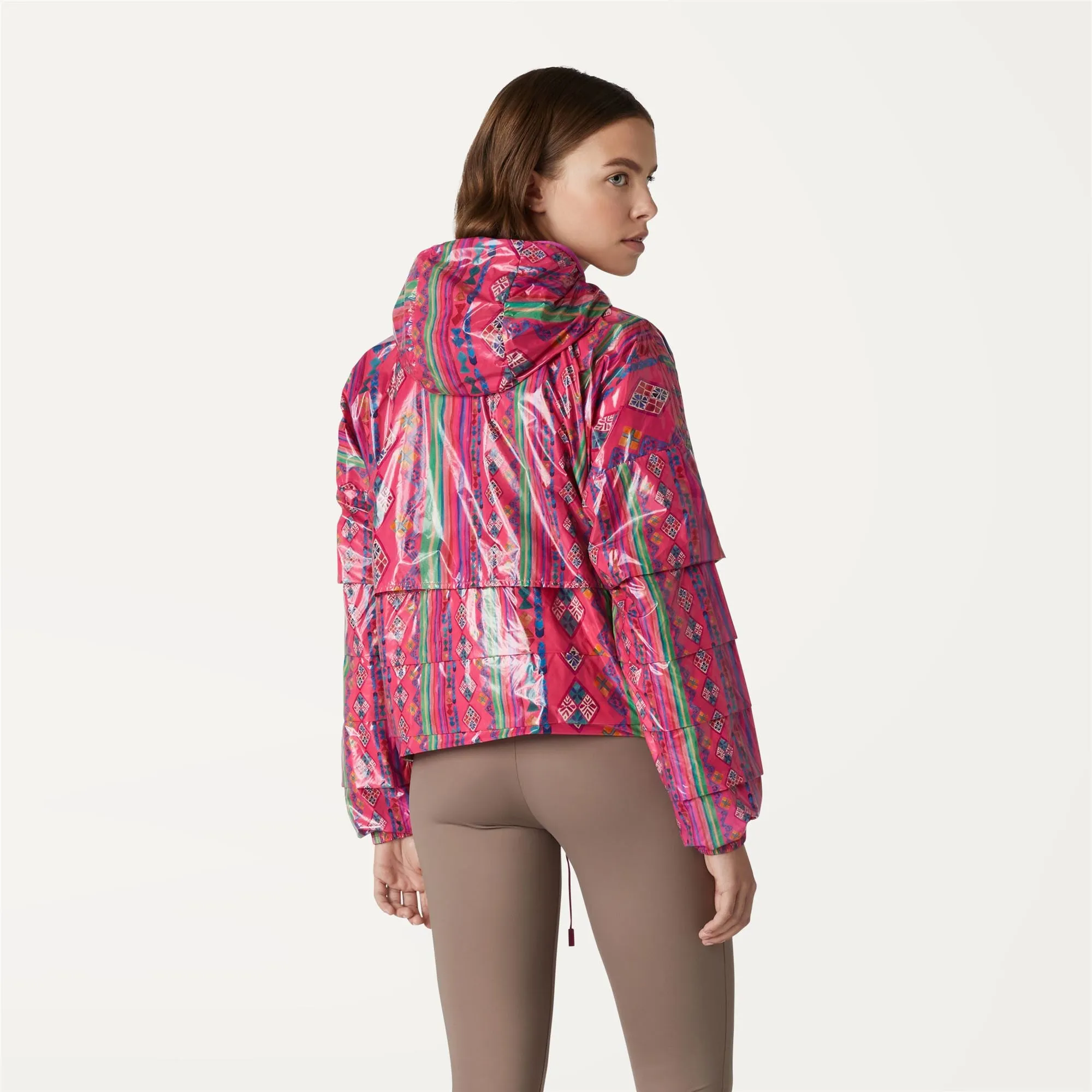 MARIE PLUS.2 REVERSIBLE FLOUNCE ALLOVERPONCHO-PINK