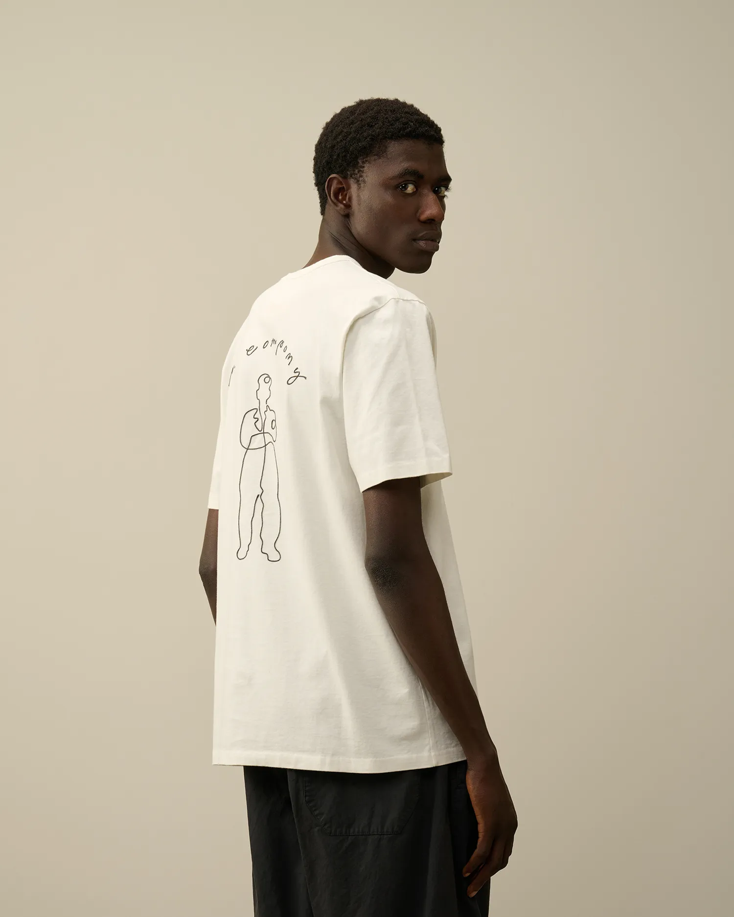Mercerized 30/2 Jersey Twisted Logo Graphic T-Shirt