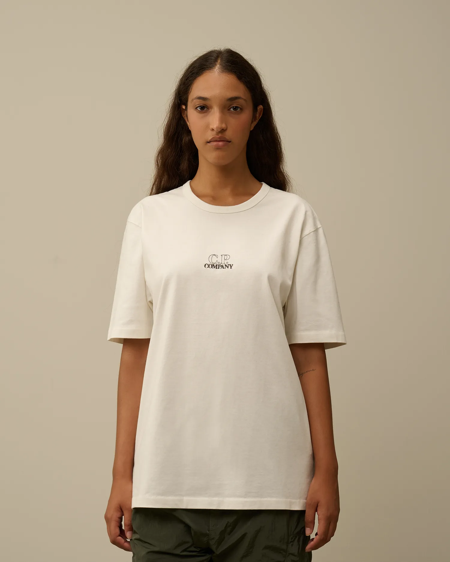 Mercerized 30/2 Jersey Twisted Logo Graphic T-Shirt